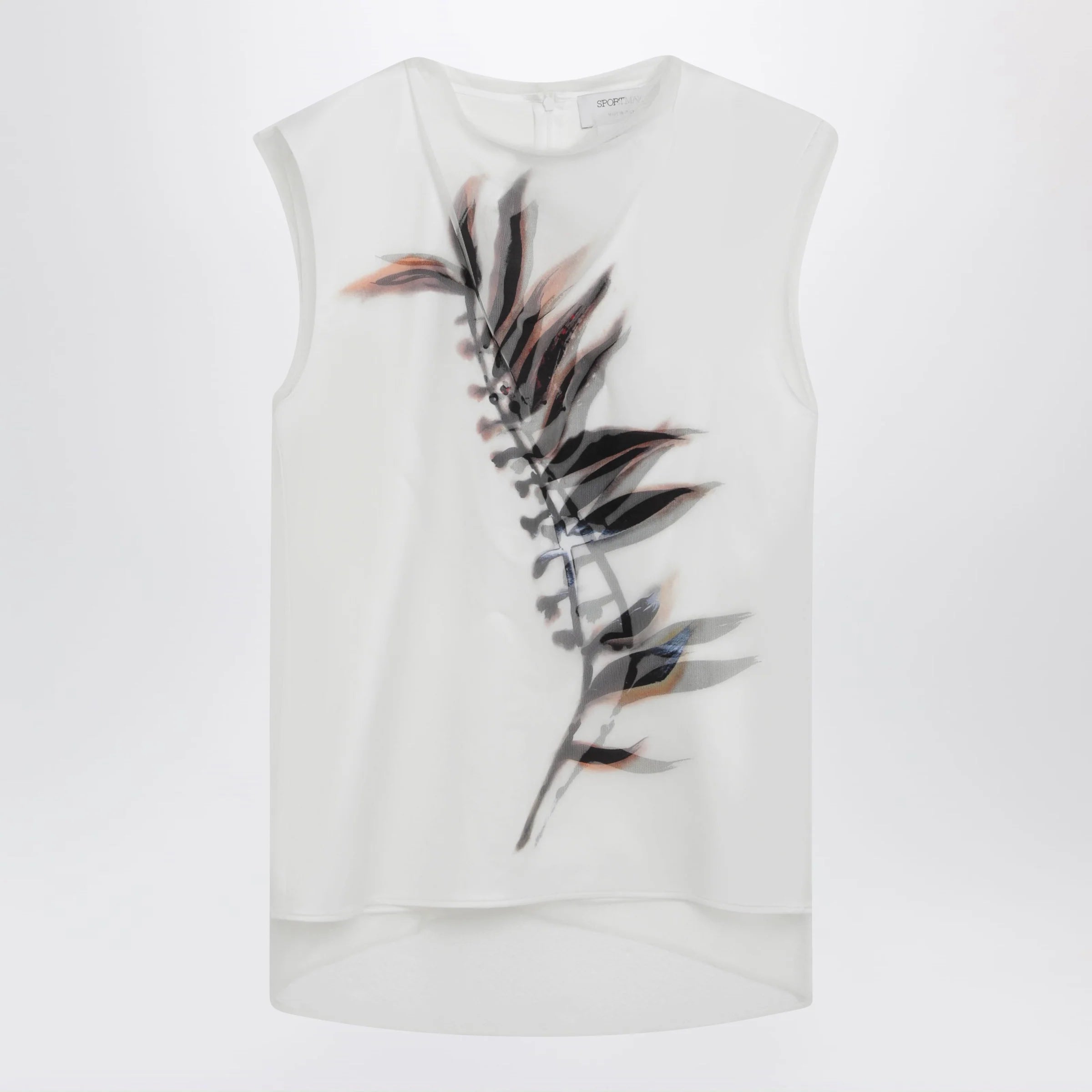 Sportmax White double-layer top in satin and tulle