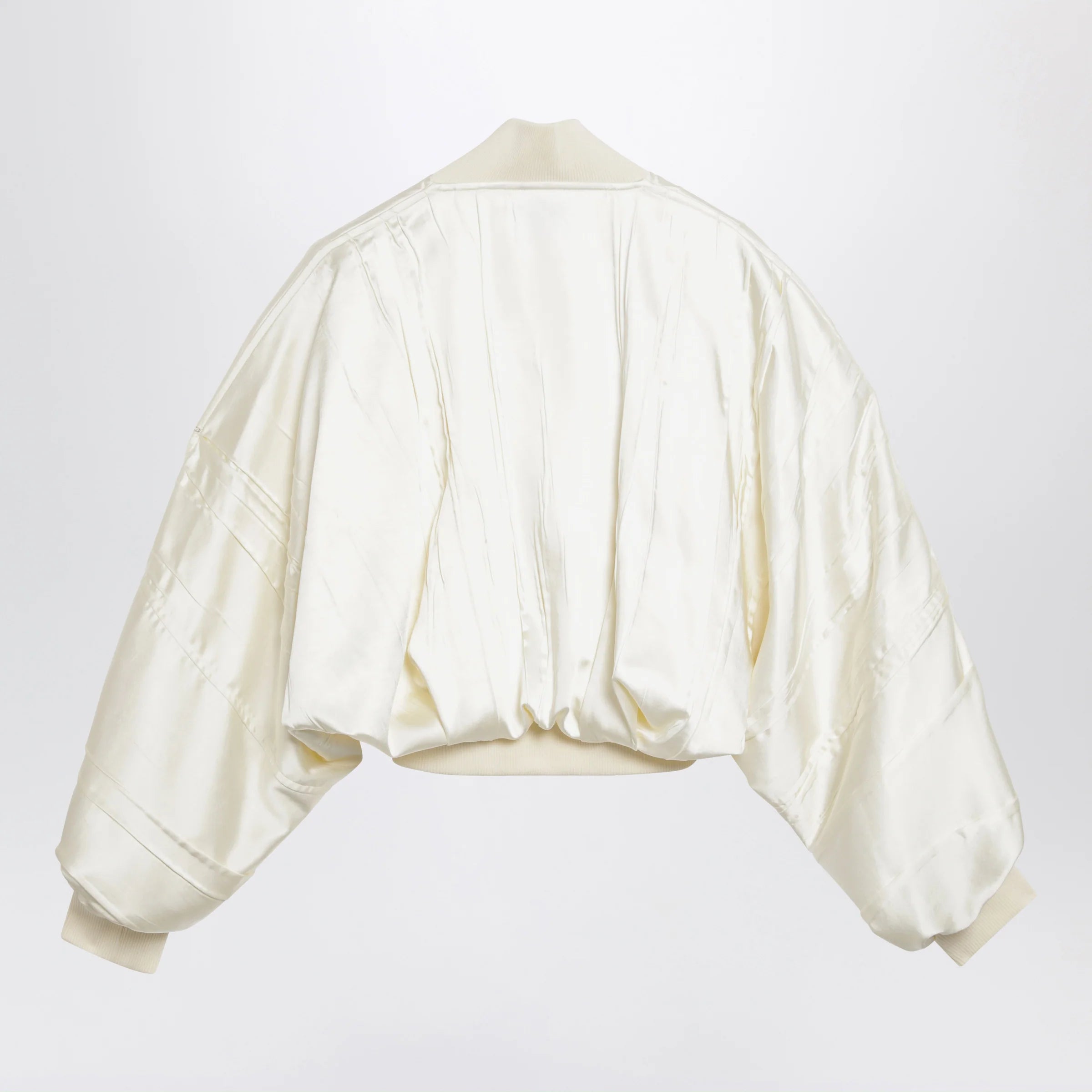 Sportmax Ivory pleated satin bomber jacket