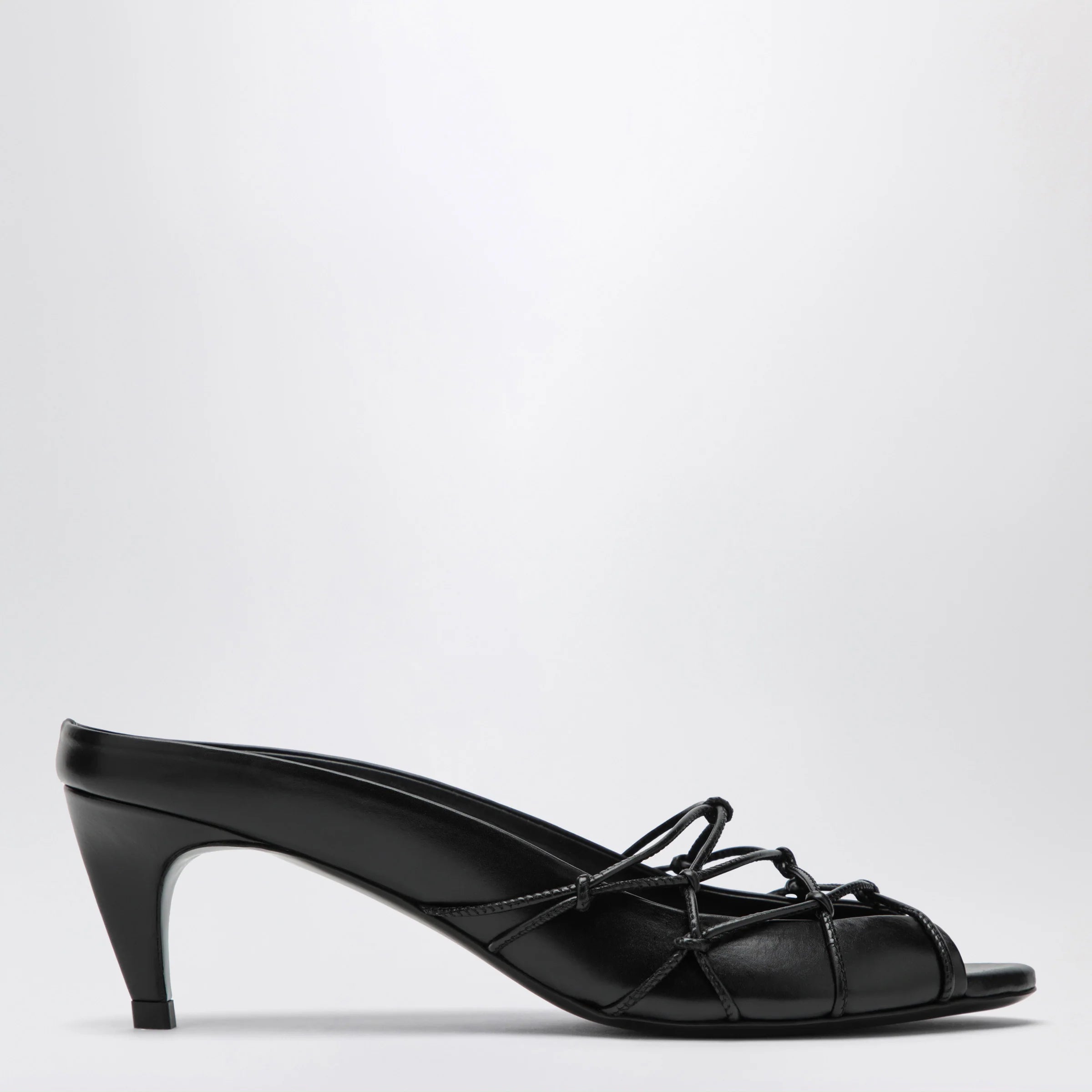 Jude Knotty black leather slide sandals