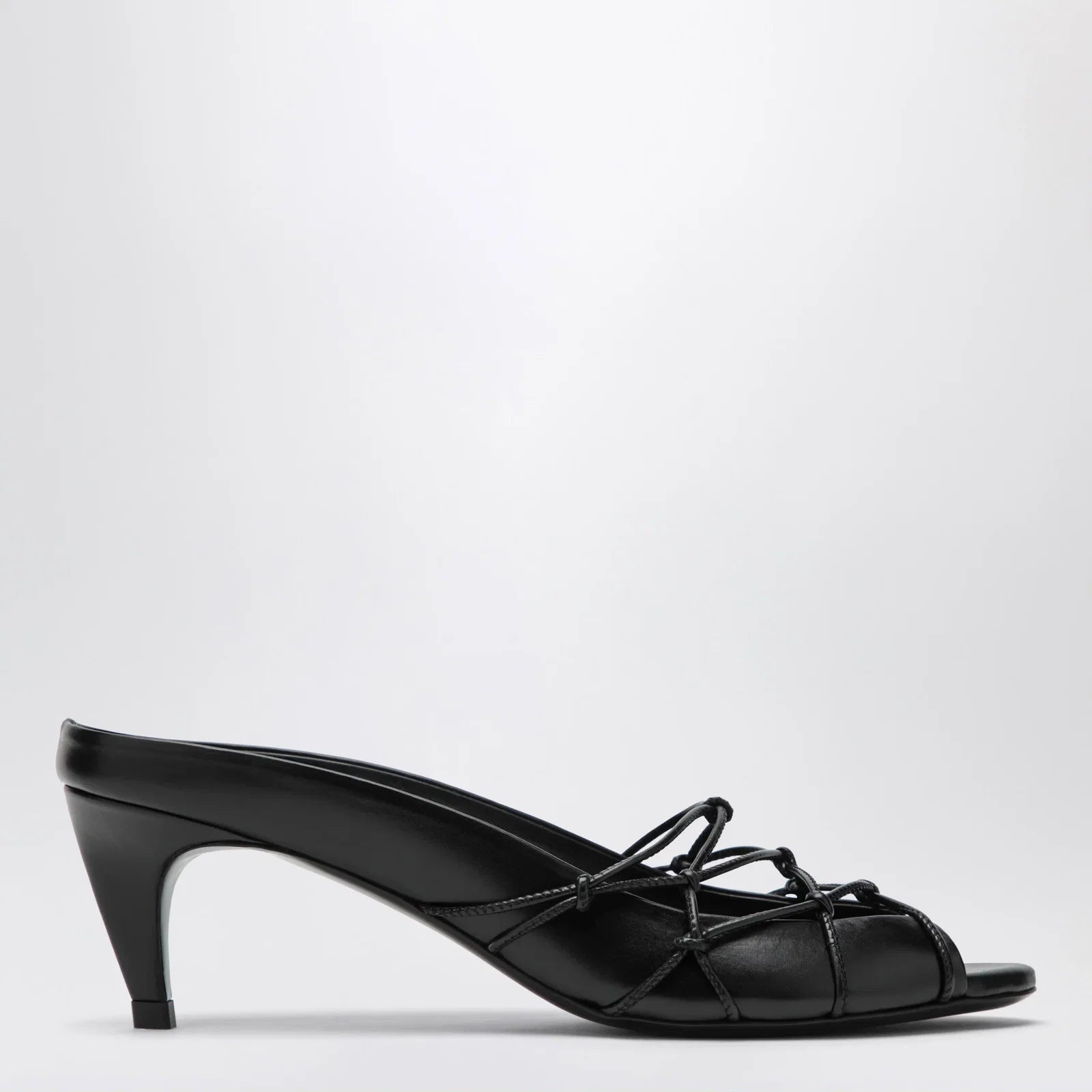 Jude Knotty black leather slide sandals