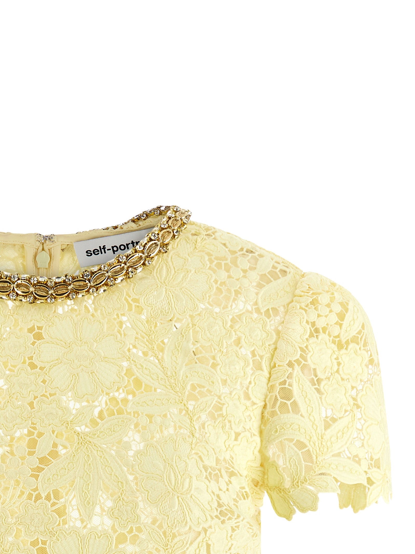 Self-Portrait Yellow Lace Top