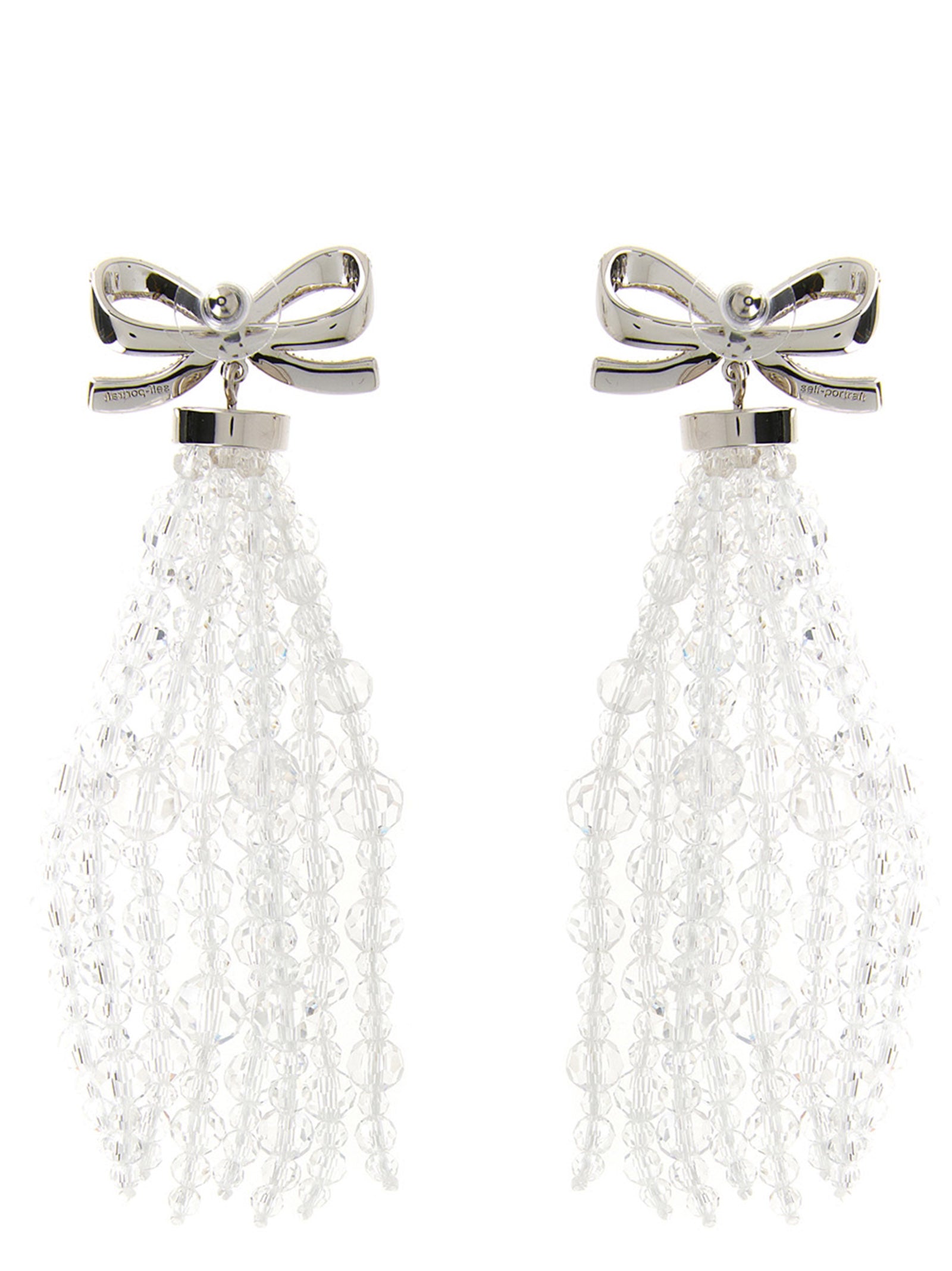 Self-Portrait Bow Beaded Waterfall Earrings