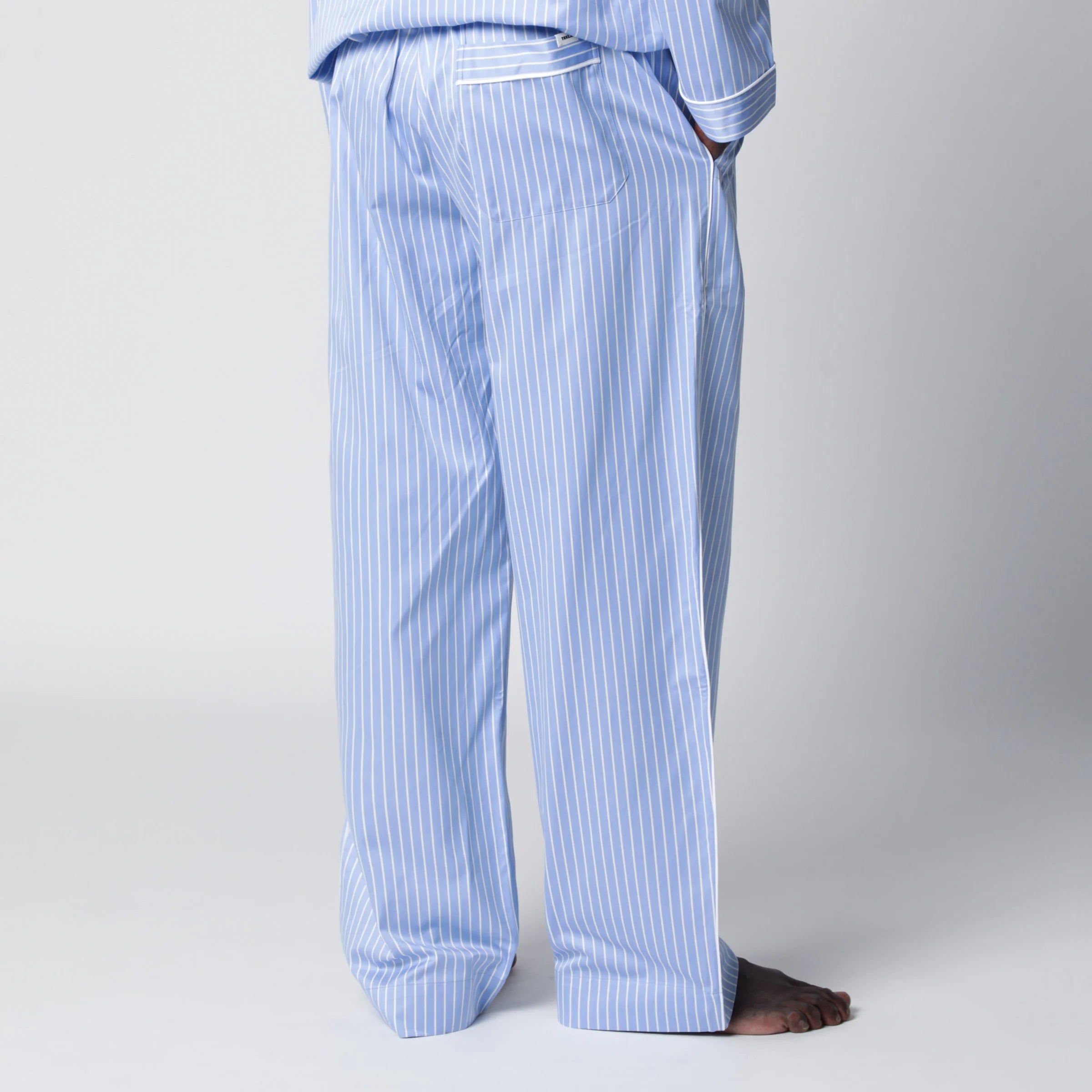 Tekla Light blue pajama trousers with white stripes
