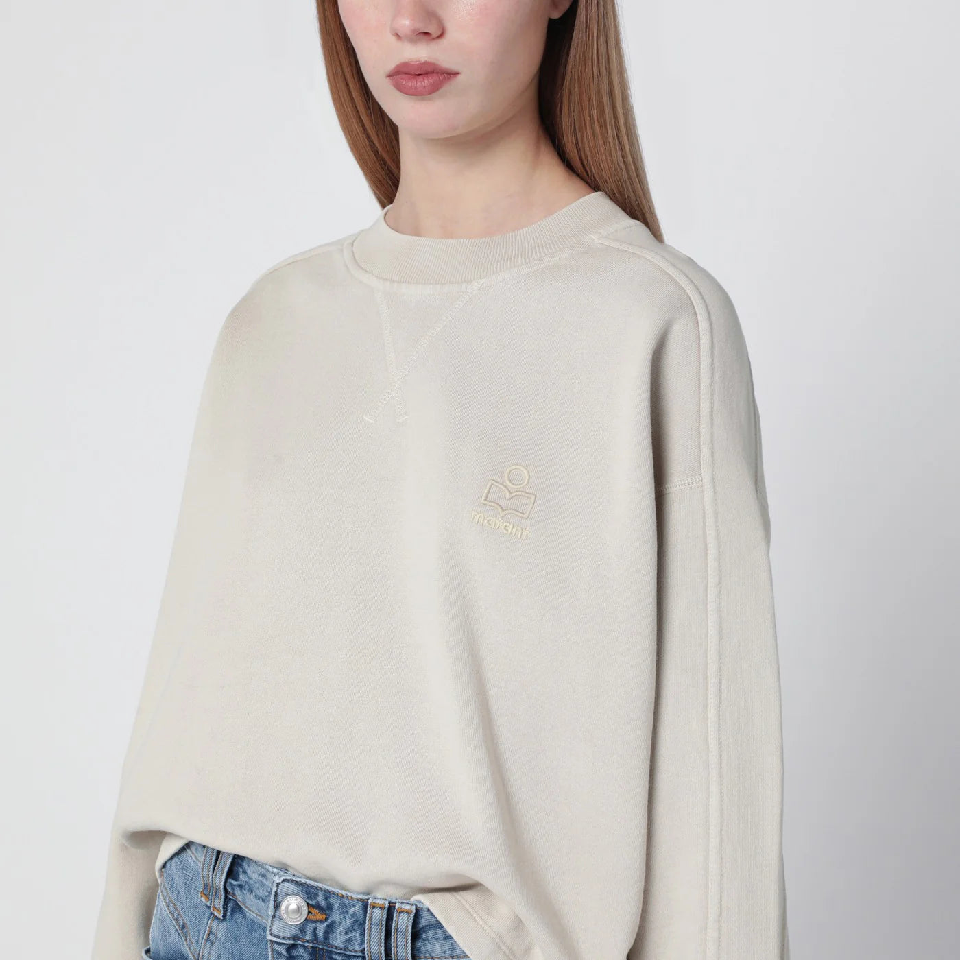 ISABEL MARANT Étoile Beige crew-neck cotton sweatshirt
