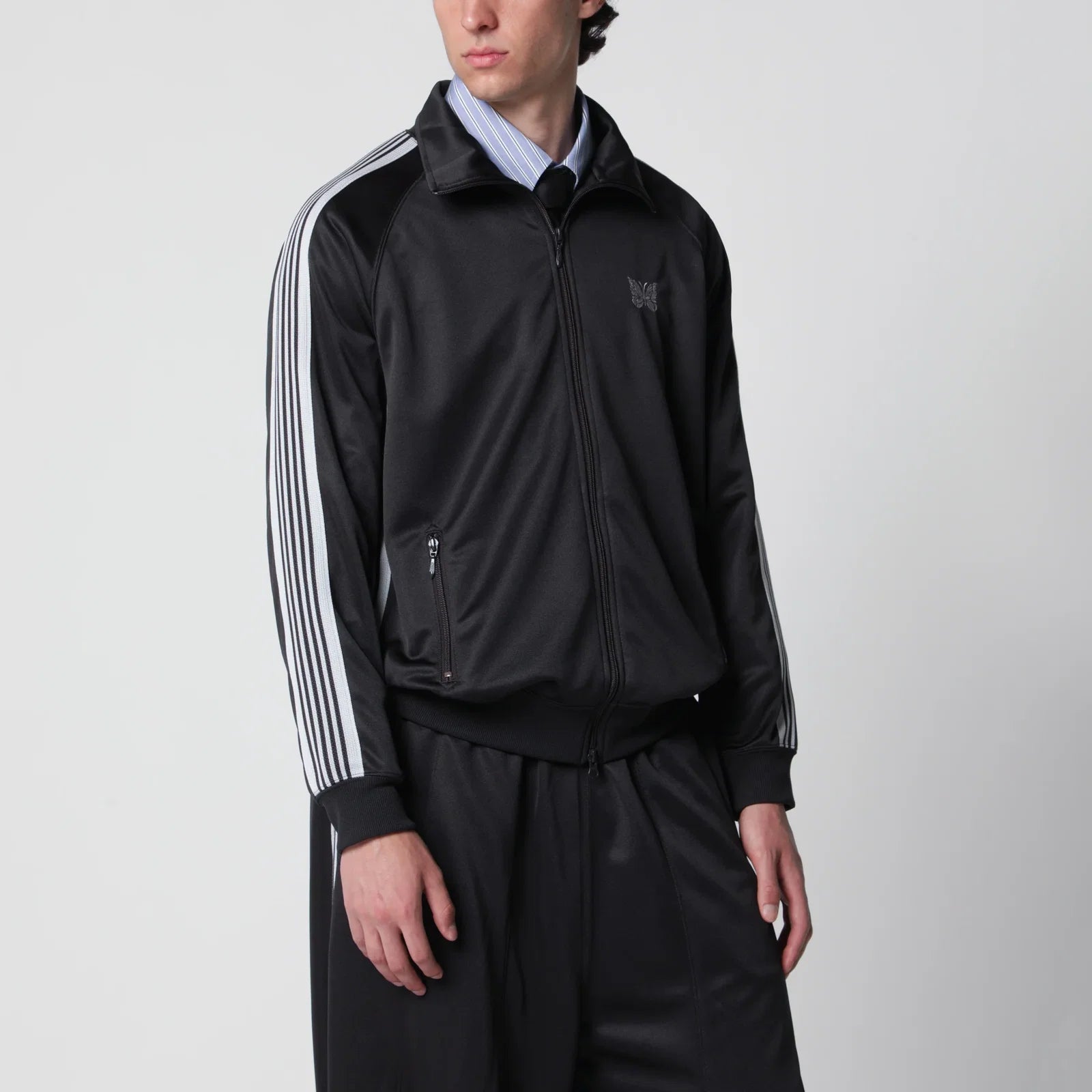 Needles Jacquard polyester track jacket in charcoal
