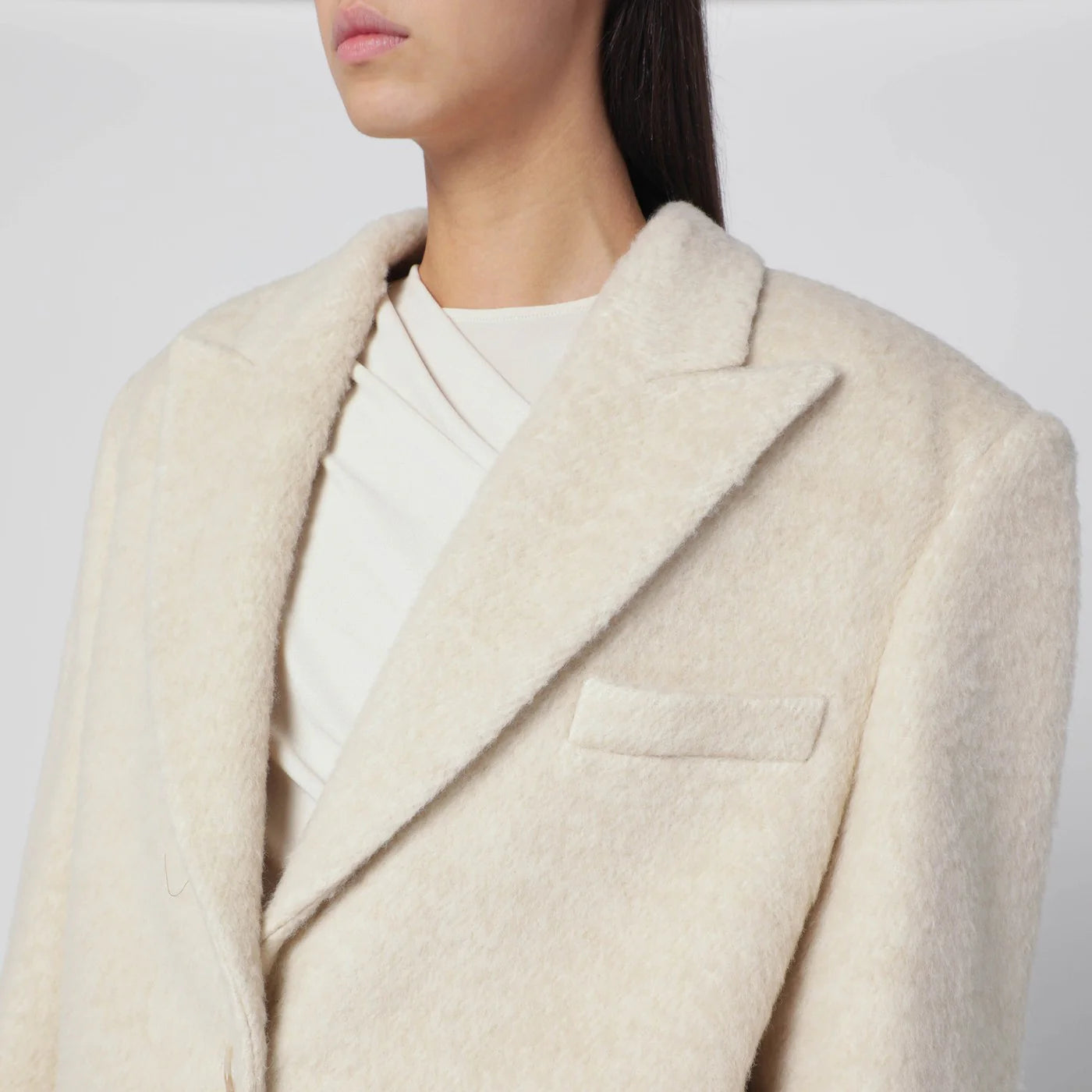 THE ANDAMANE Oversized ivory jacket in wool blend