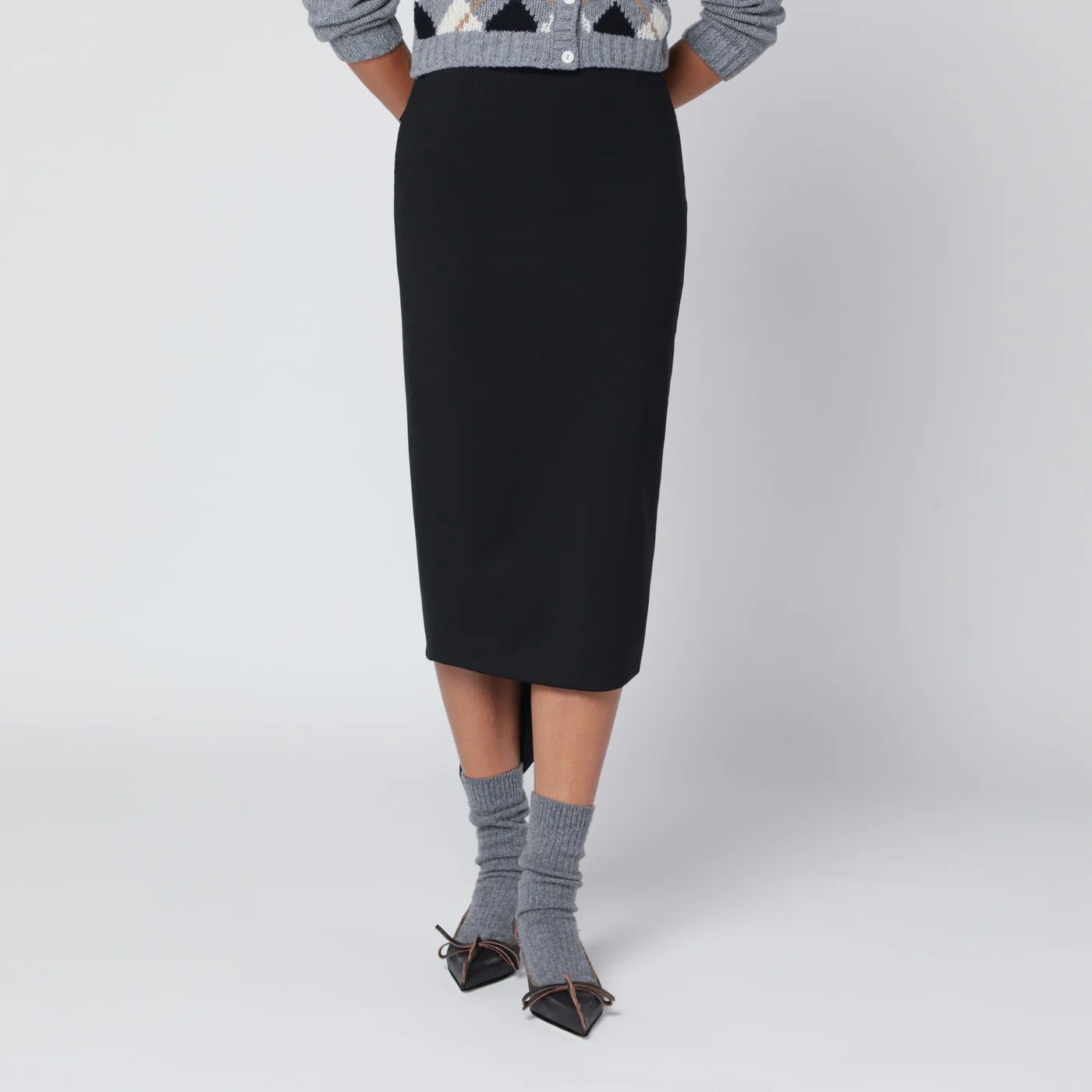 TheLatest Black cotton midi skirt