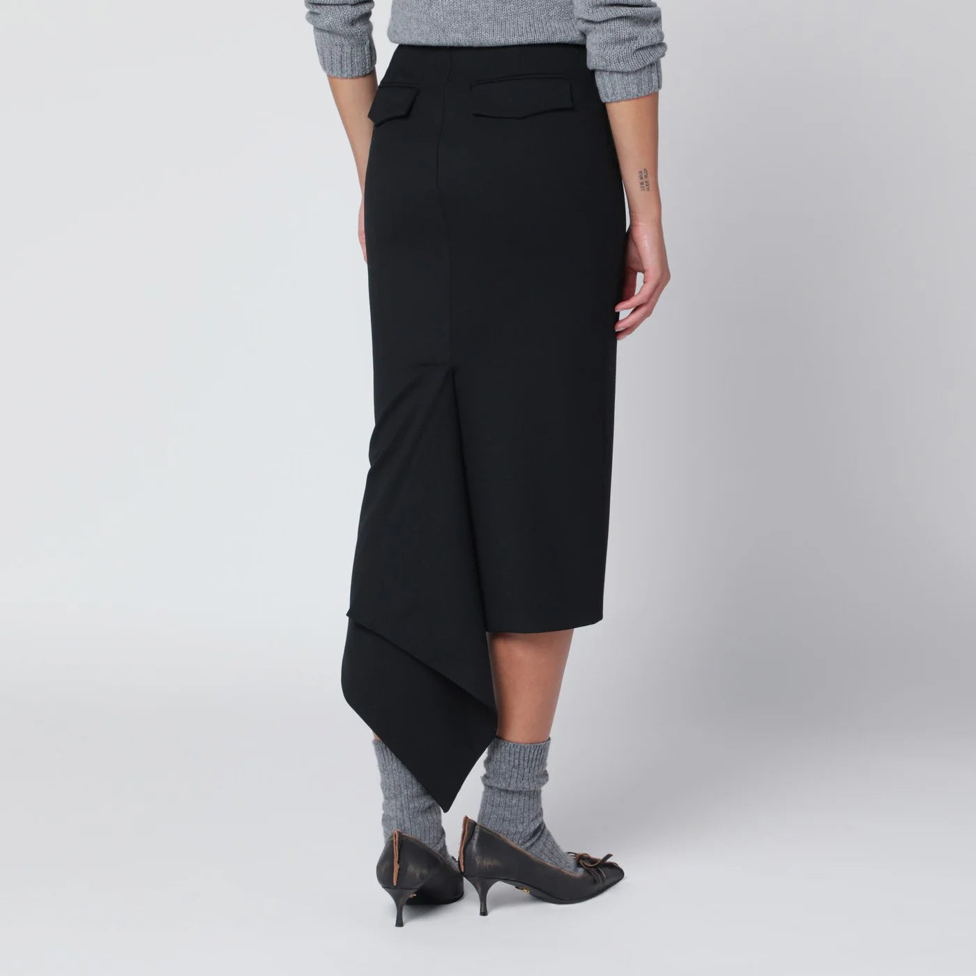 TheLatest Black cotton midi skirt