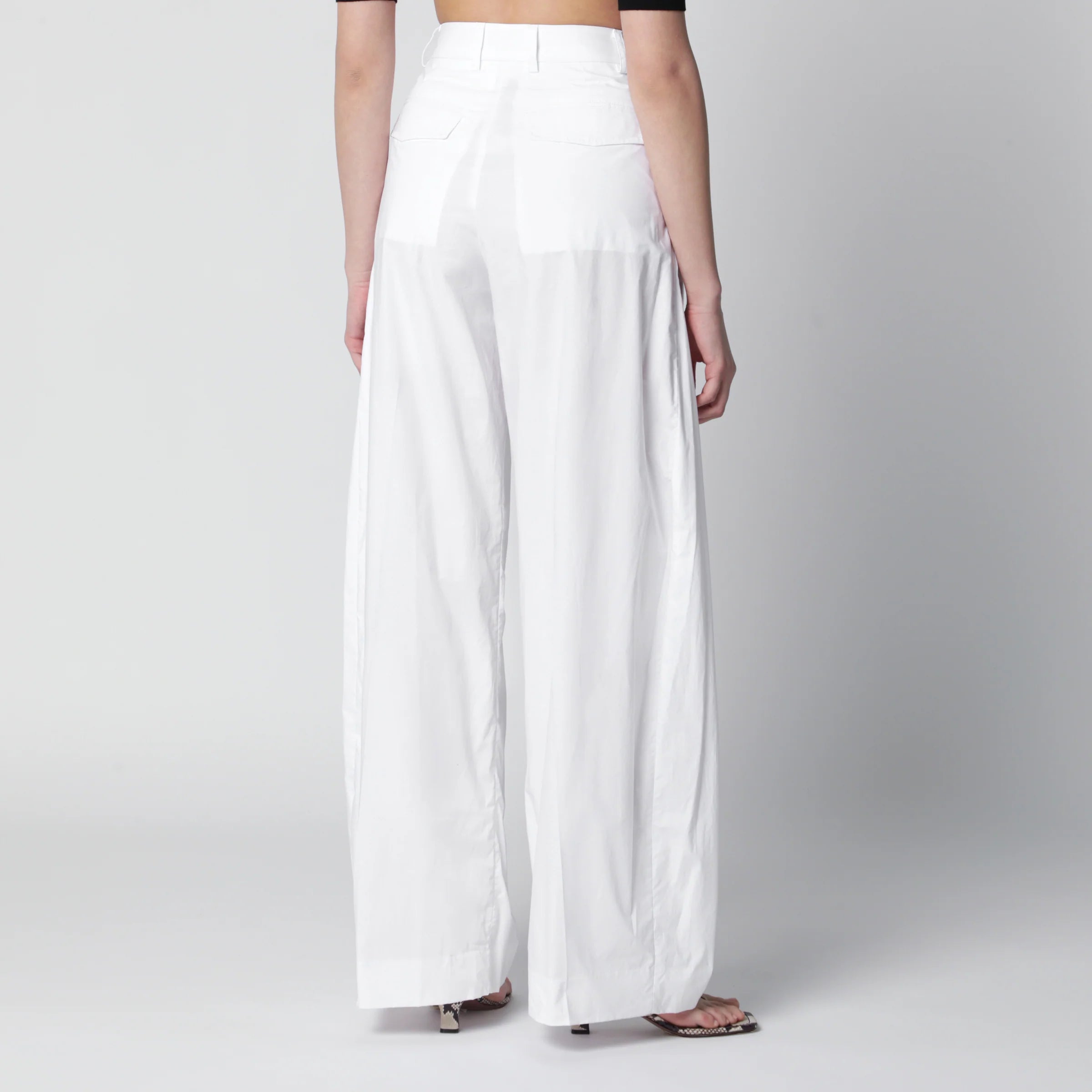 TheLatest Axel pleated wide-leg cotton trousers in white