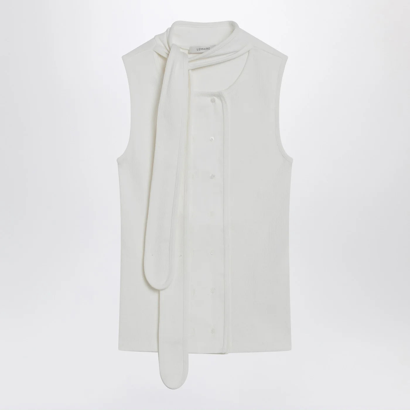 LEMAIRE Milk-colored asymmetrical tank top with scarf