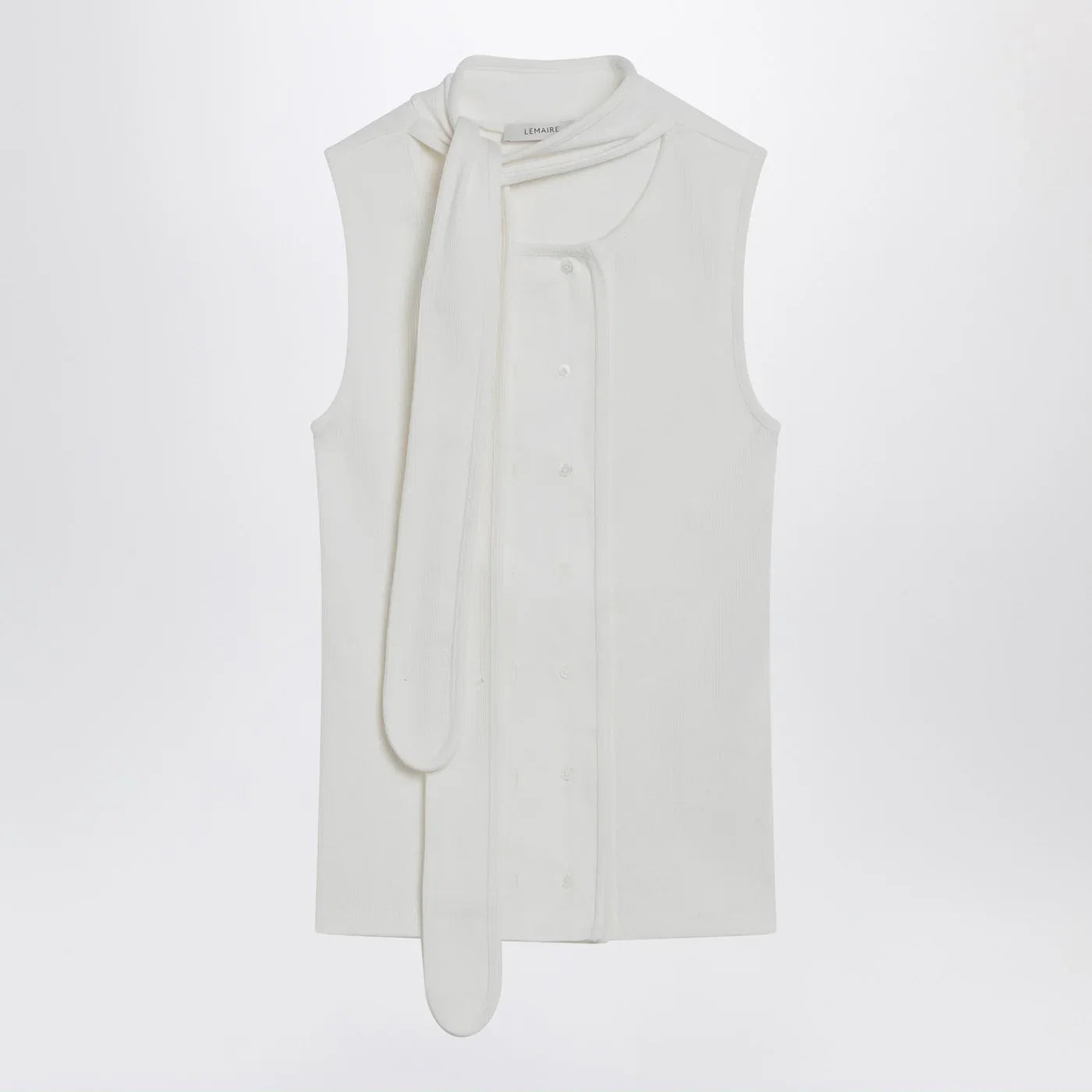 LEMAIRE Milk-colored asymmetrical tank top with scarf