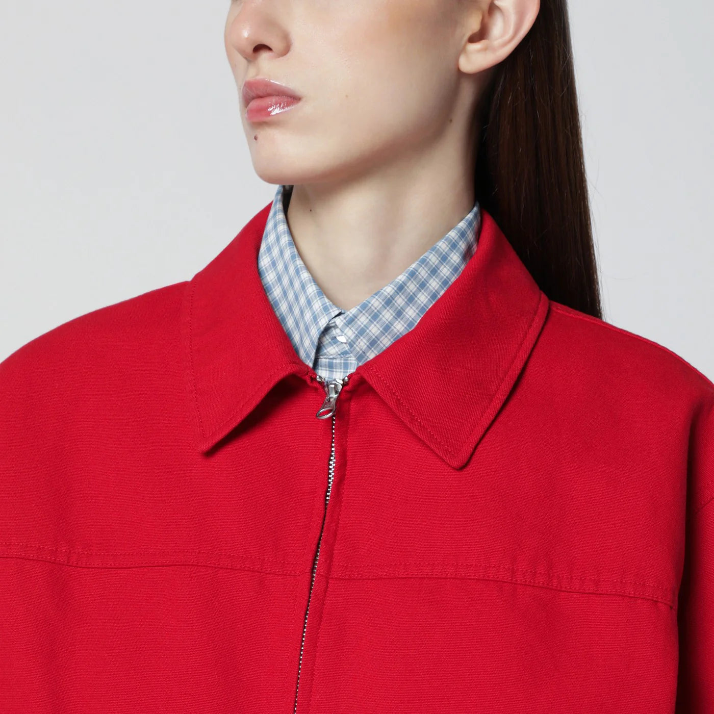 Dunst Red cotton zip-up jacket