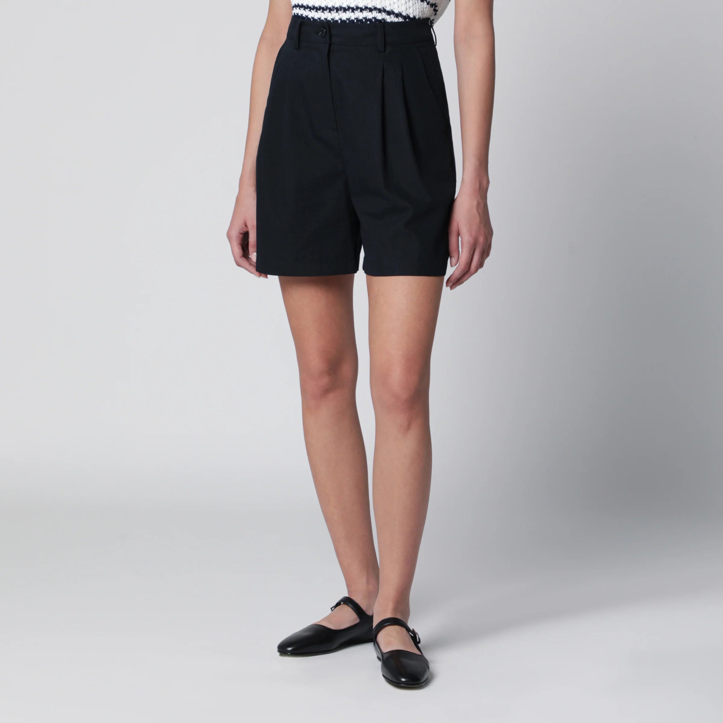 Dunst Navy blue cotton-blend Bermuda shorts