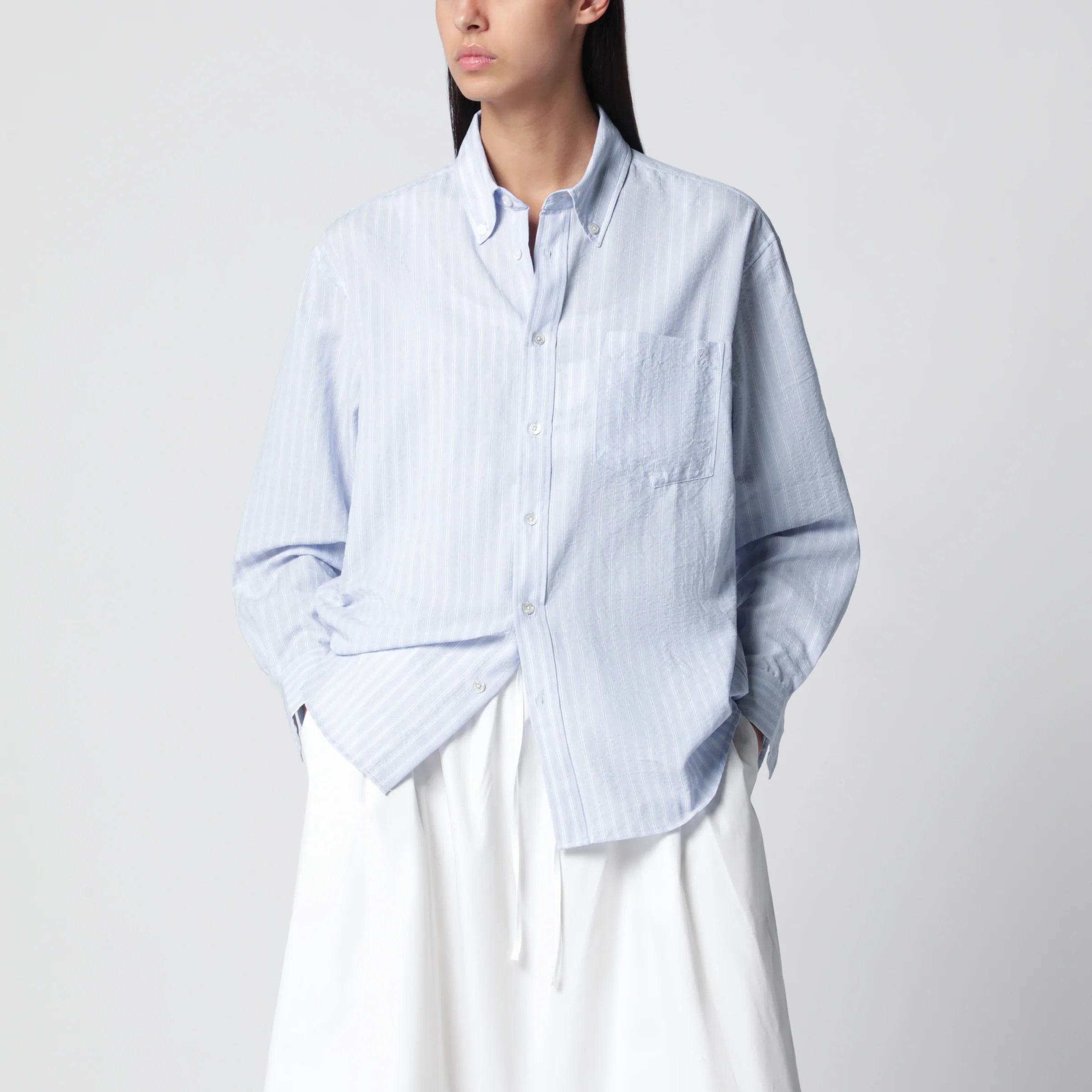 Dunst Light blue striped cotton-blend shirt