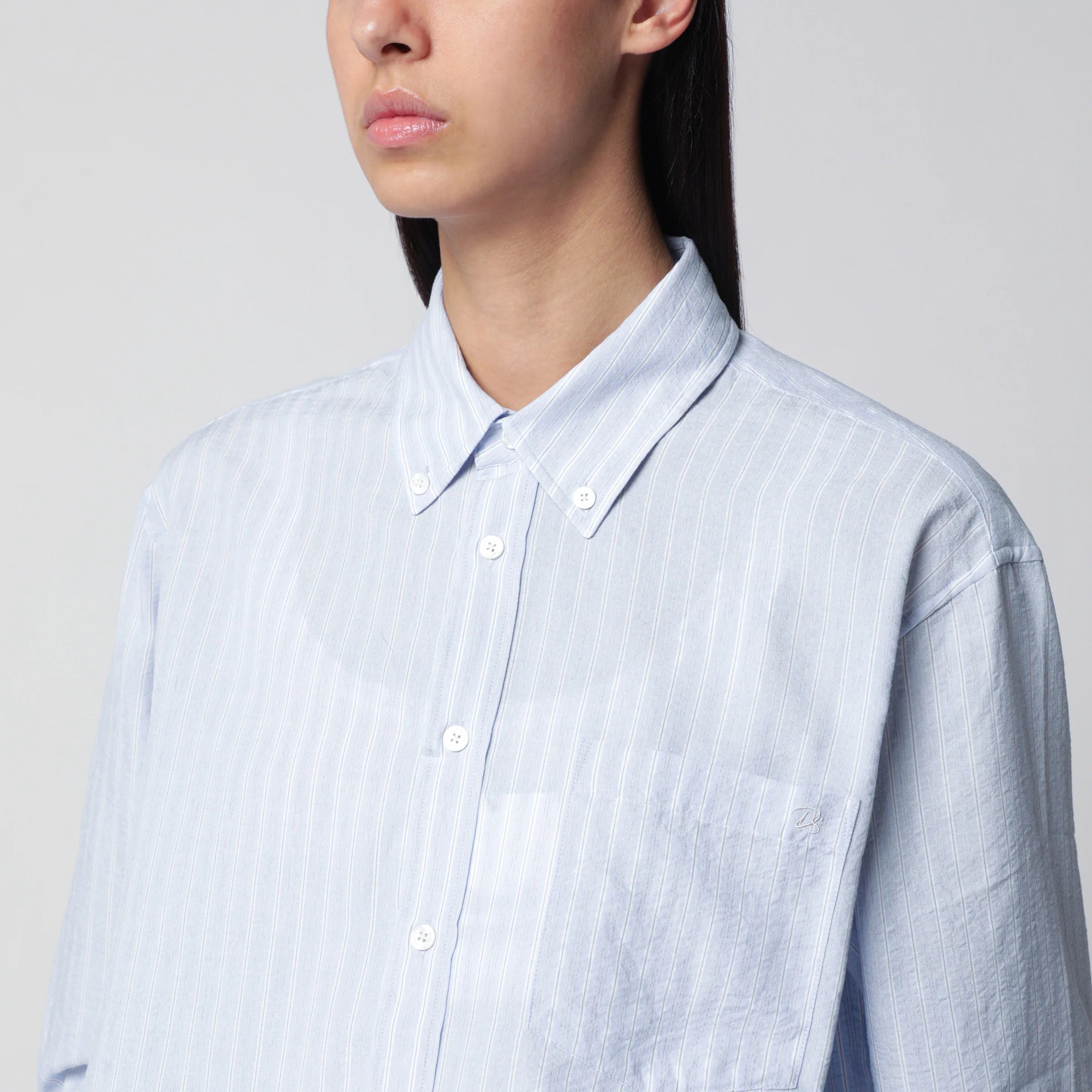 Dunst Light blue striped cotton-blend shirt