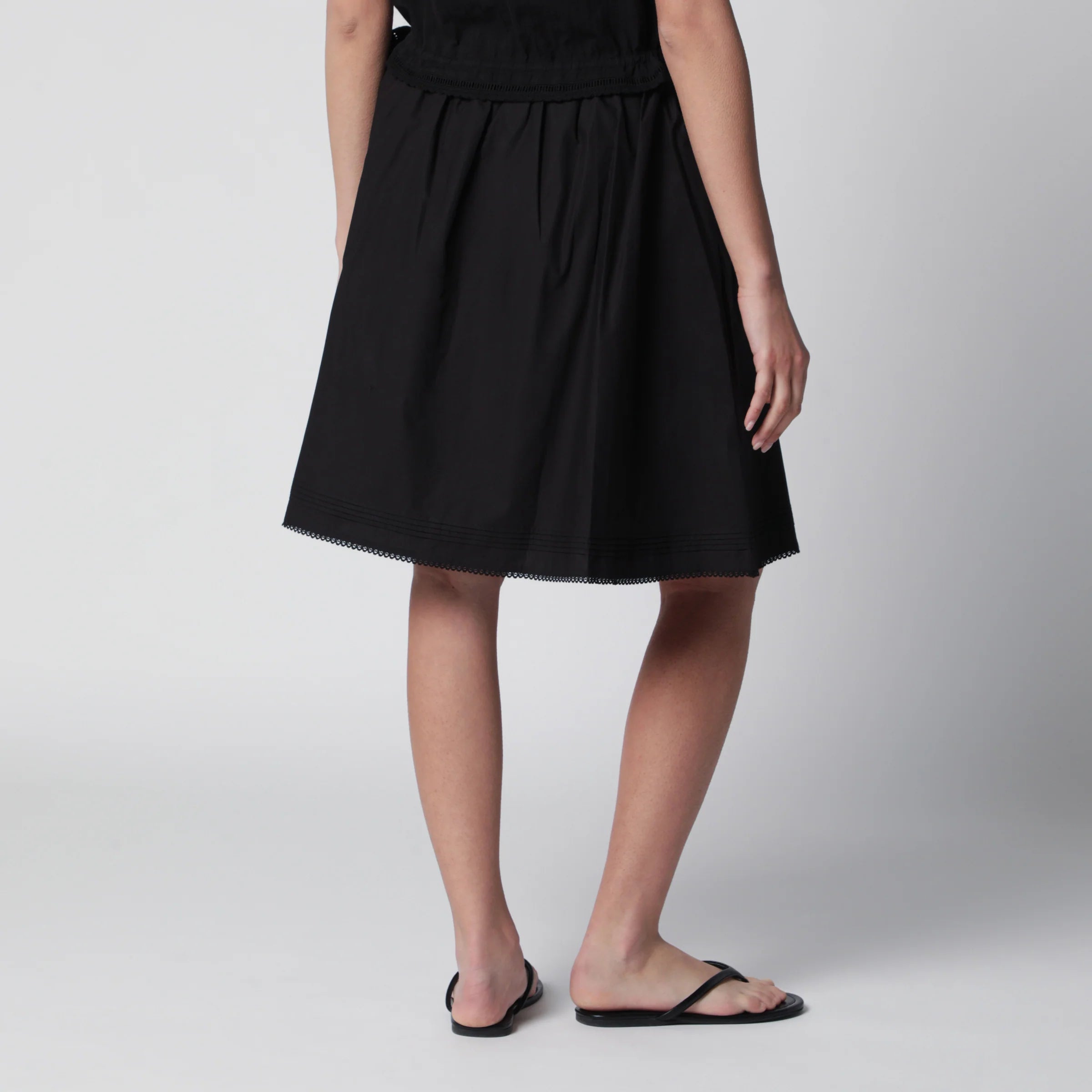 Dunst Black cotton midi full skirt