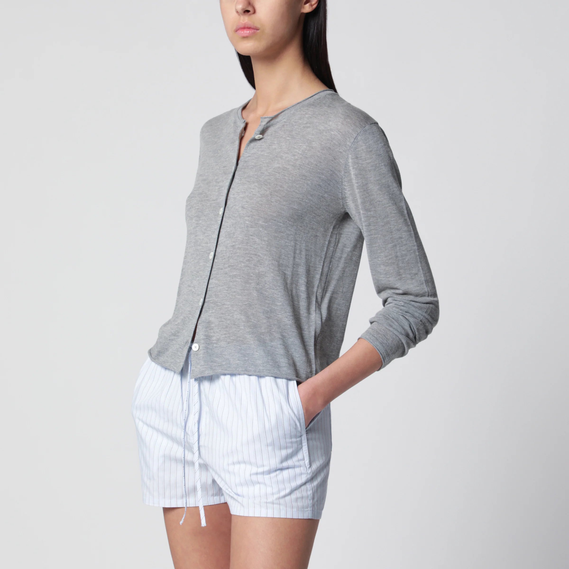 Dunst Grey mélange cotton-blend cardigan