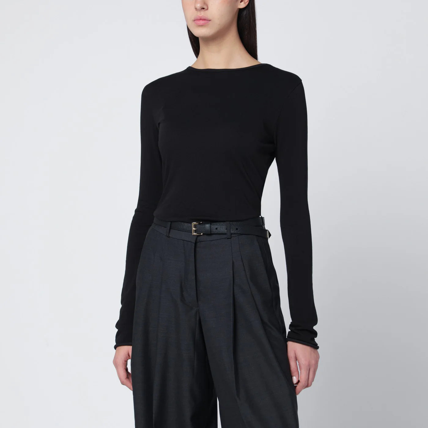 Entire Studios Black crewneck cotton-blend top