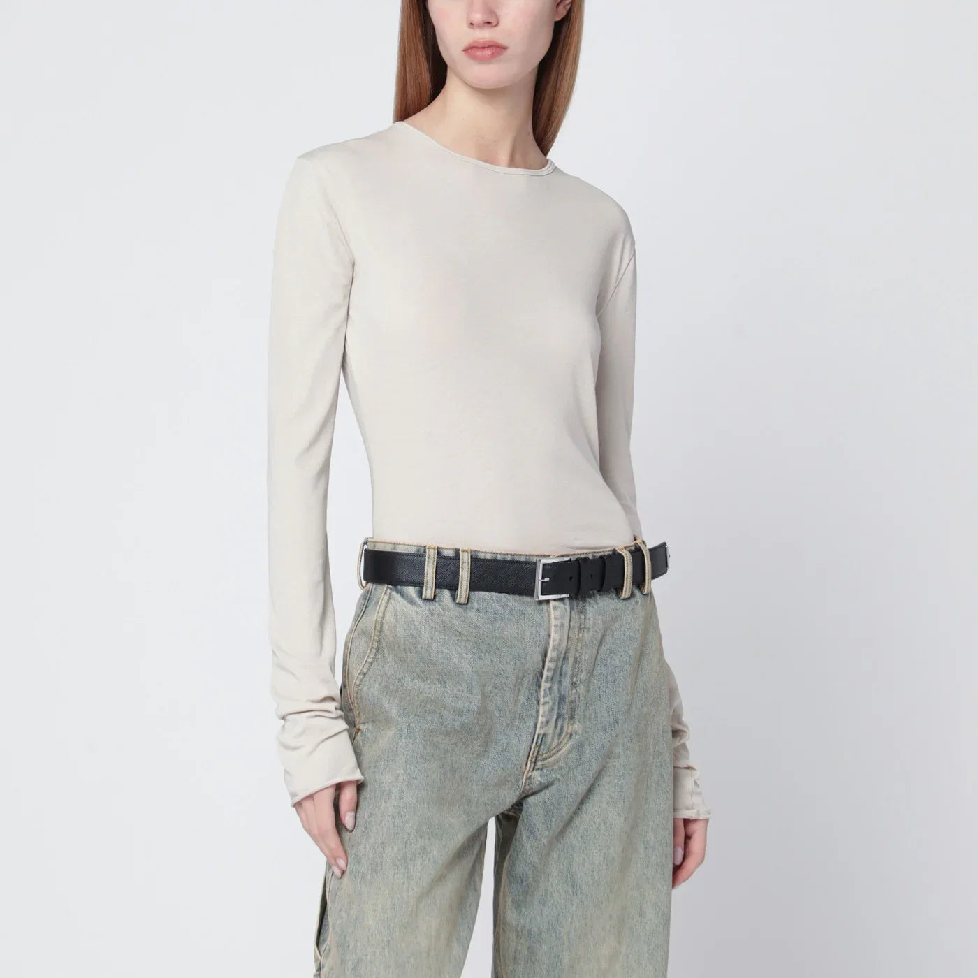 Entire Studios White crewneck cotton-blend top