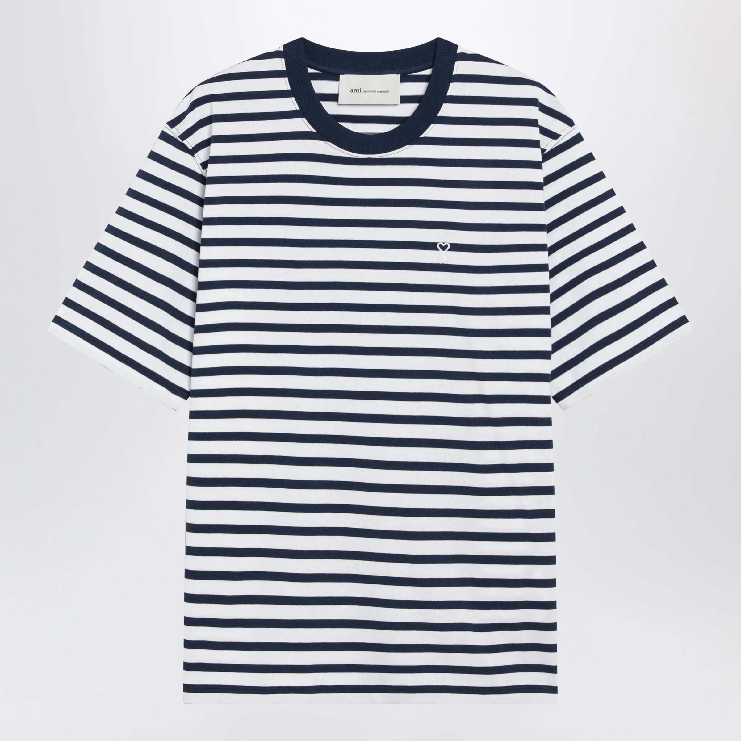 Blue/white striped Ami de Coeur T-shirt by Ami Paris
