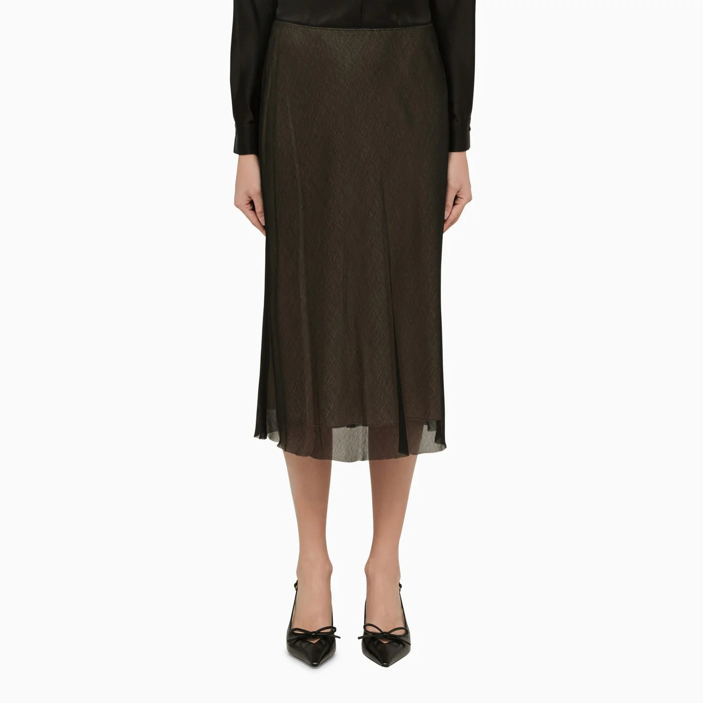 Vince Black and beige viscose midi skirt