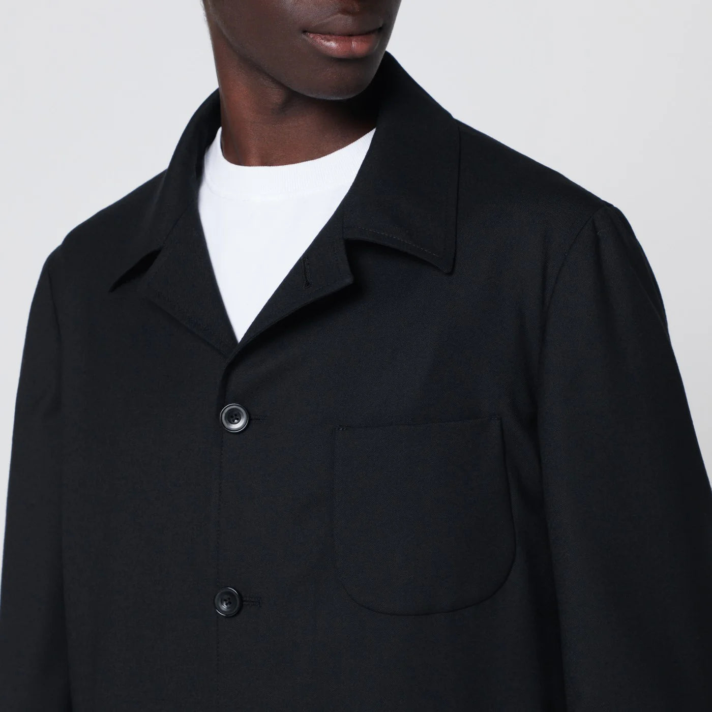 Santaniello Black single-breasted suit in wool blend