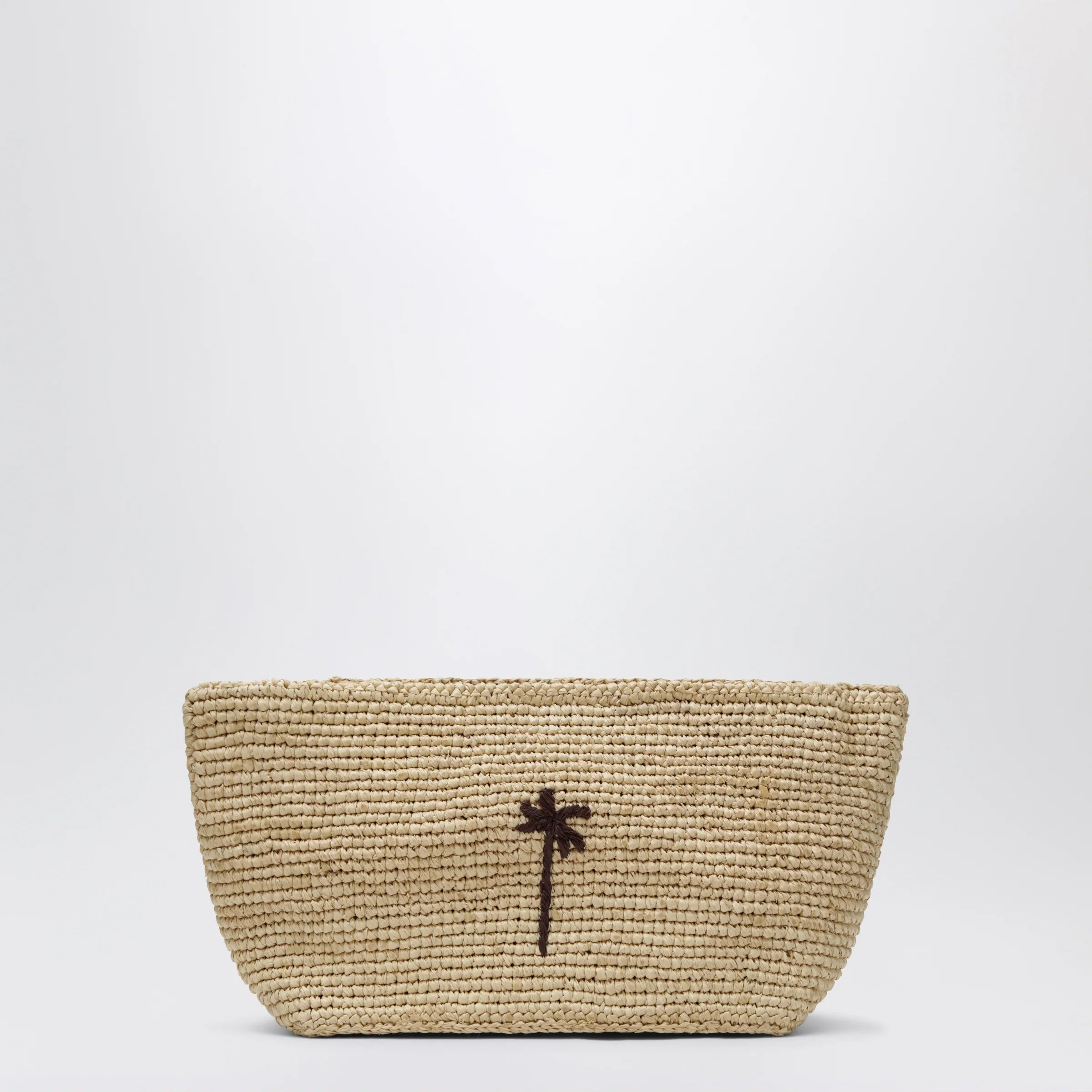 Manebí Raffia clutch with logo embroidery
