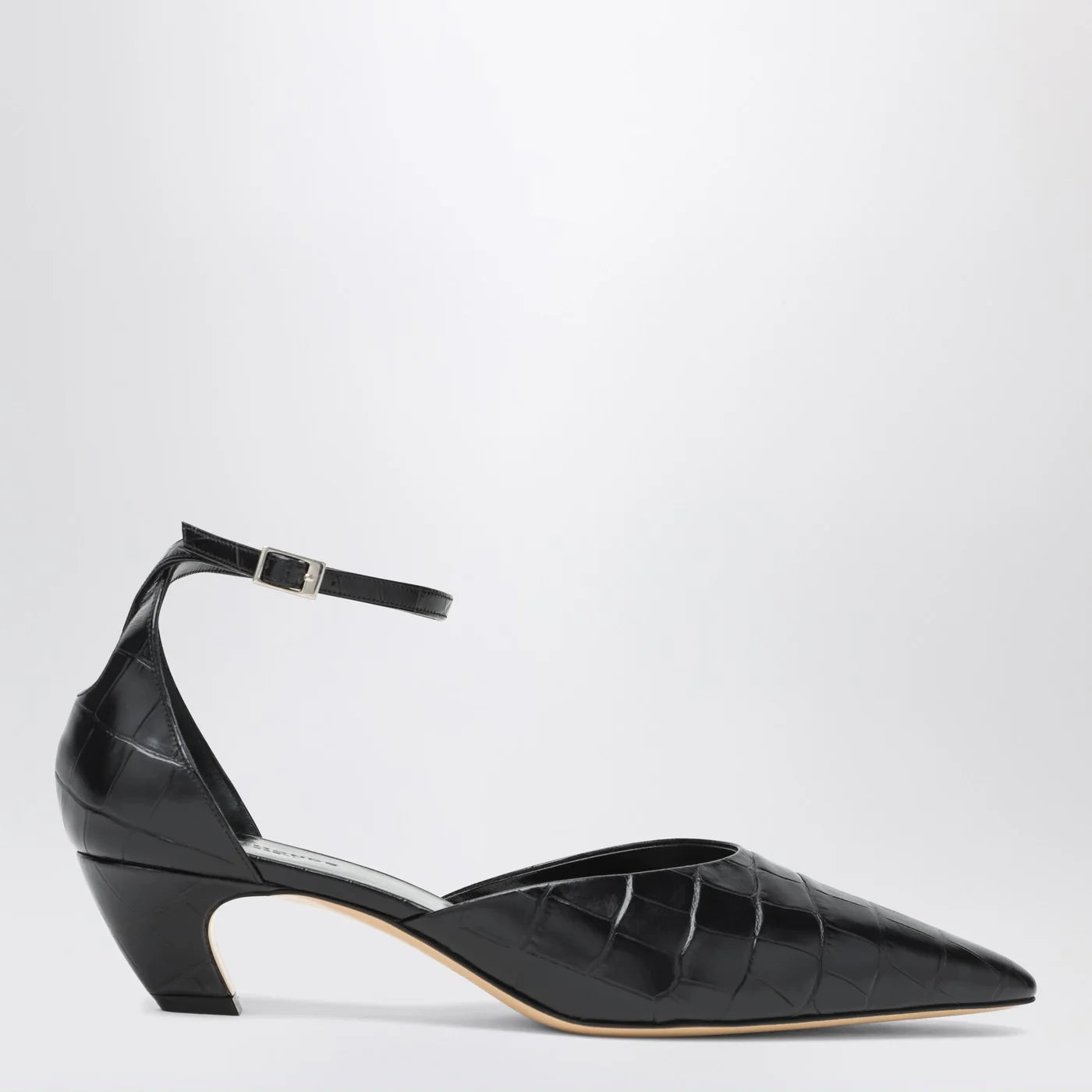 Le Monde Béryl Black Victoria décolleté with crocodile print