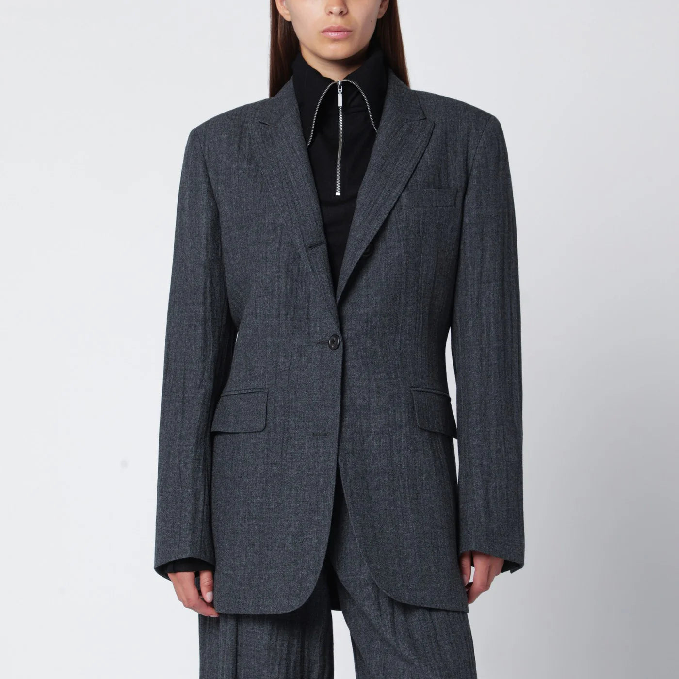 Our Legacy Grey wool-blend single-breasted jacket
