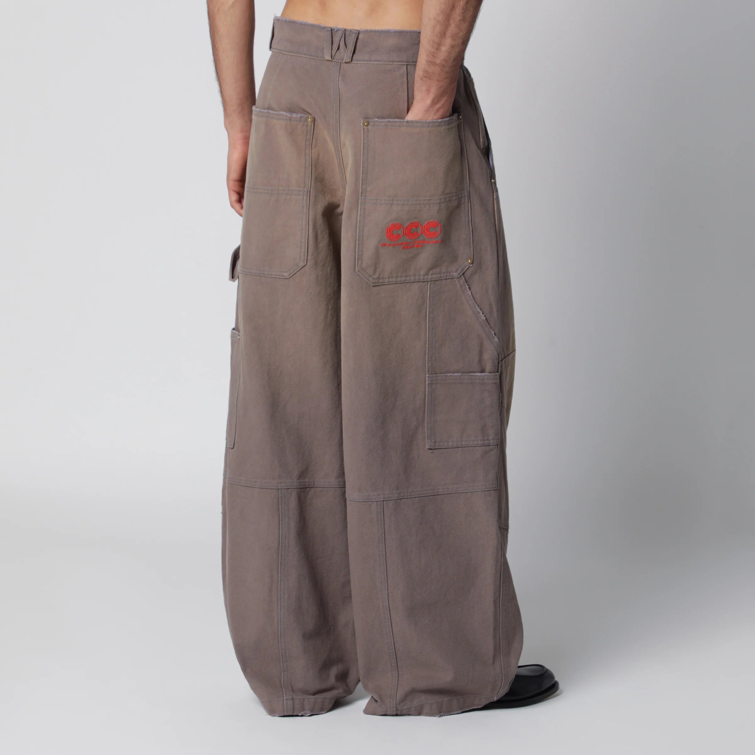Willy Chavarria Graphite Double Knee trousers with vintage effect