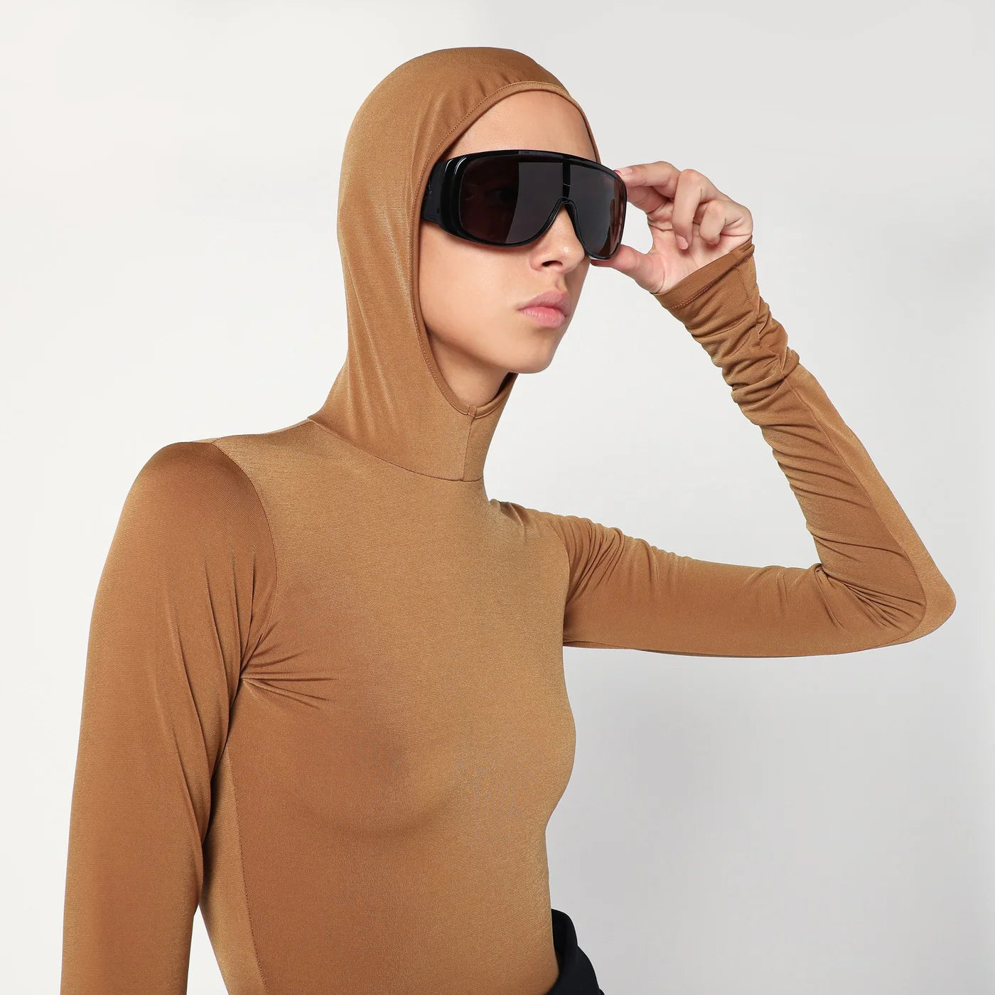 DARKPARK Billie hooded top in caramel colour