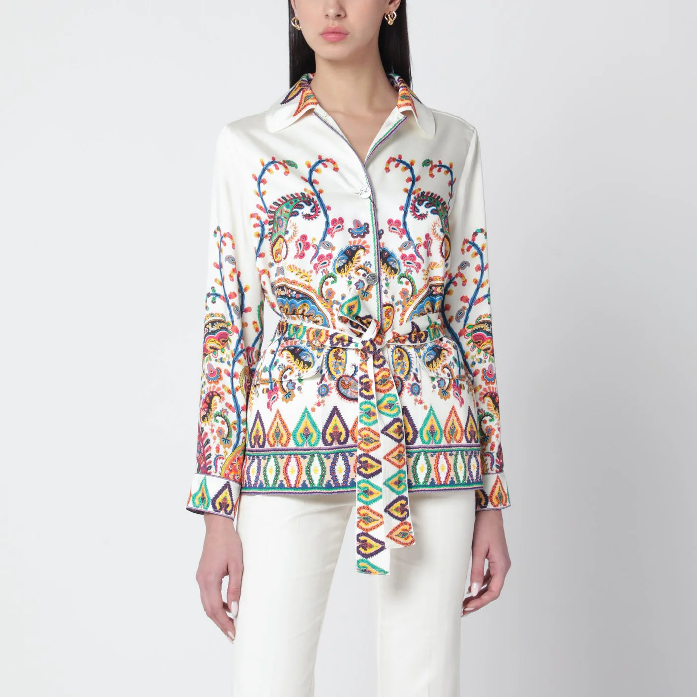 ETRO Paisley-print belted shirt jacket