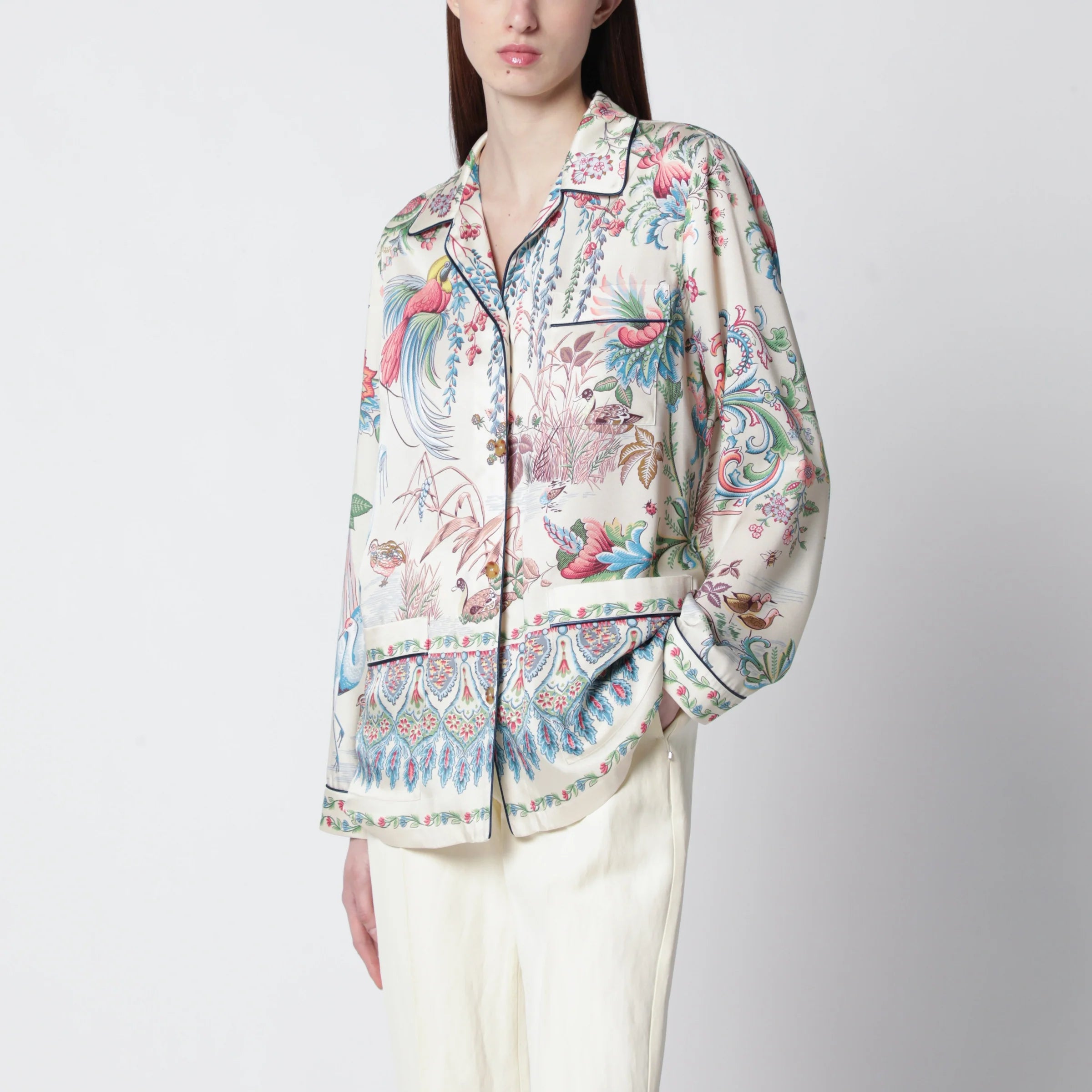 ETRO Floral print shirt in fluid twill