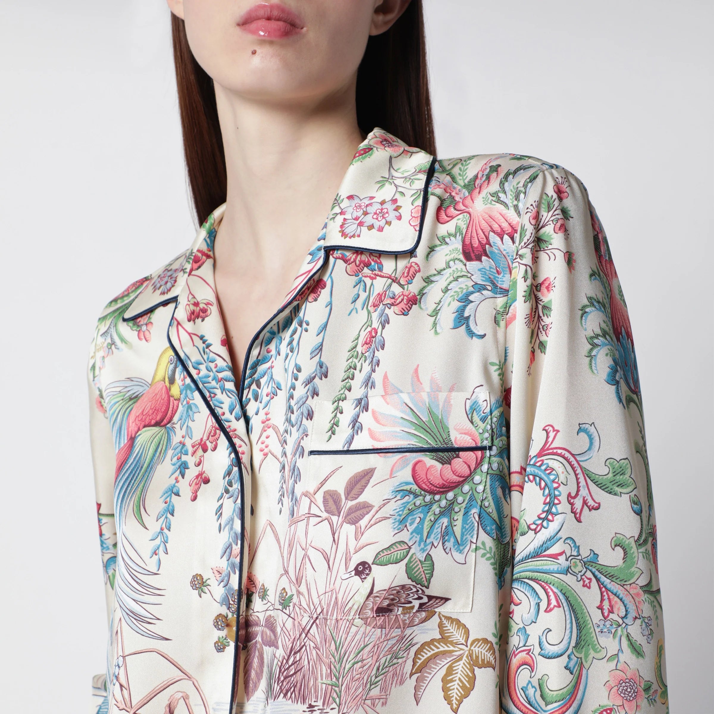 ETRO Floral print shirt in fluid twill