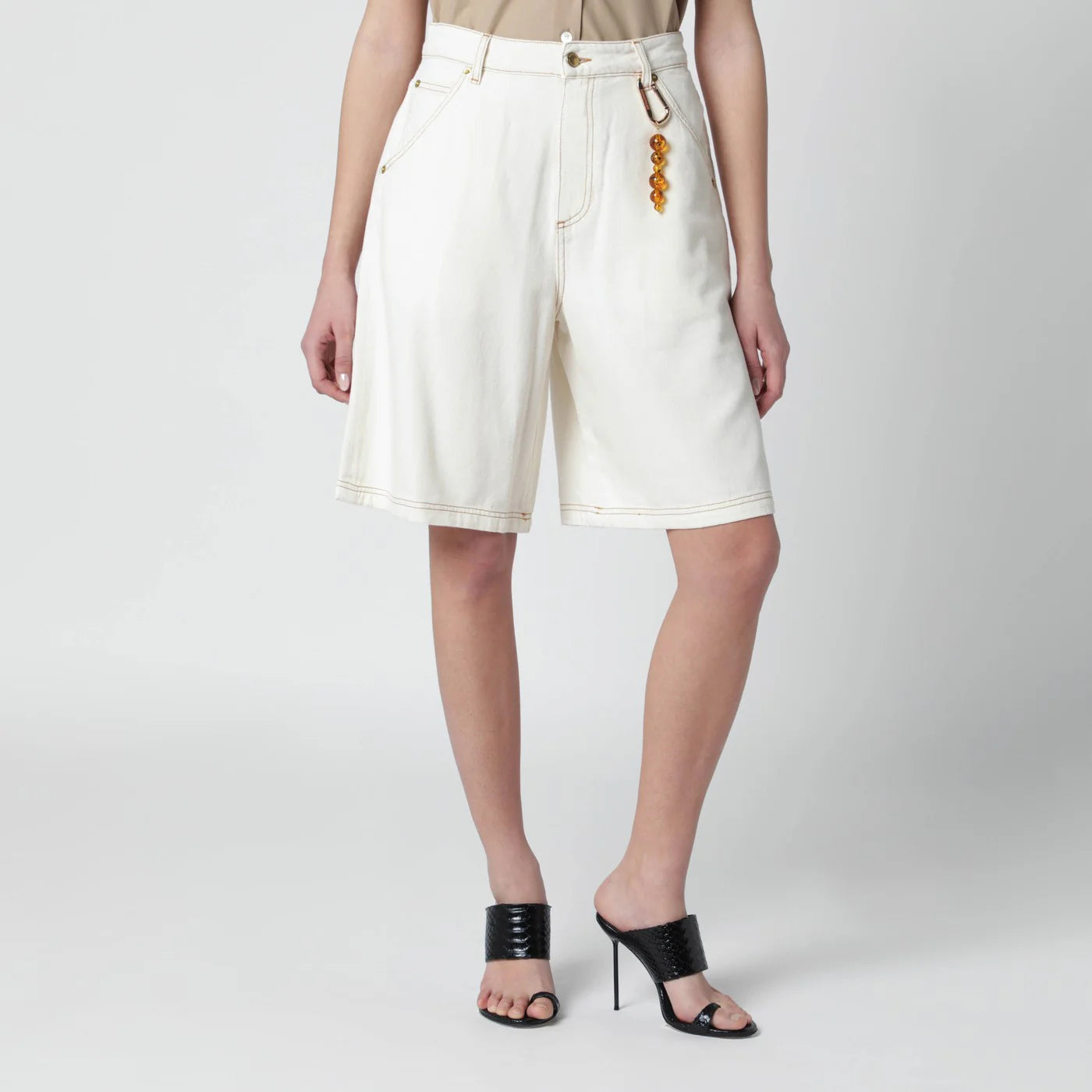 DARKPARK Ecru cotton bermuda shorts