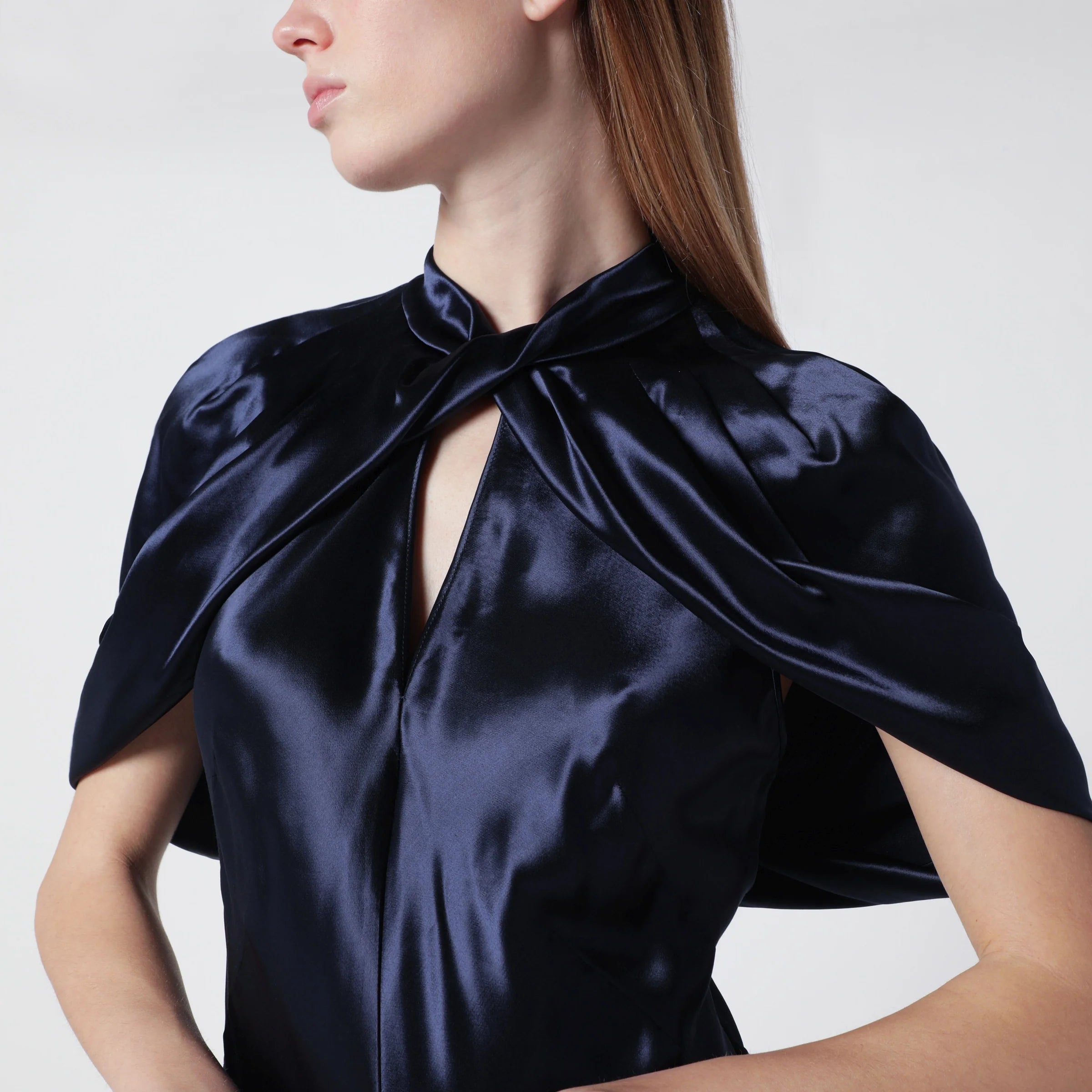 Alberta Ferretti Long blue dress in shiny satin