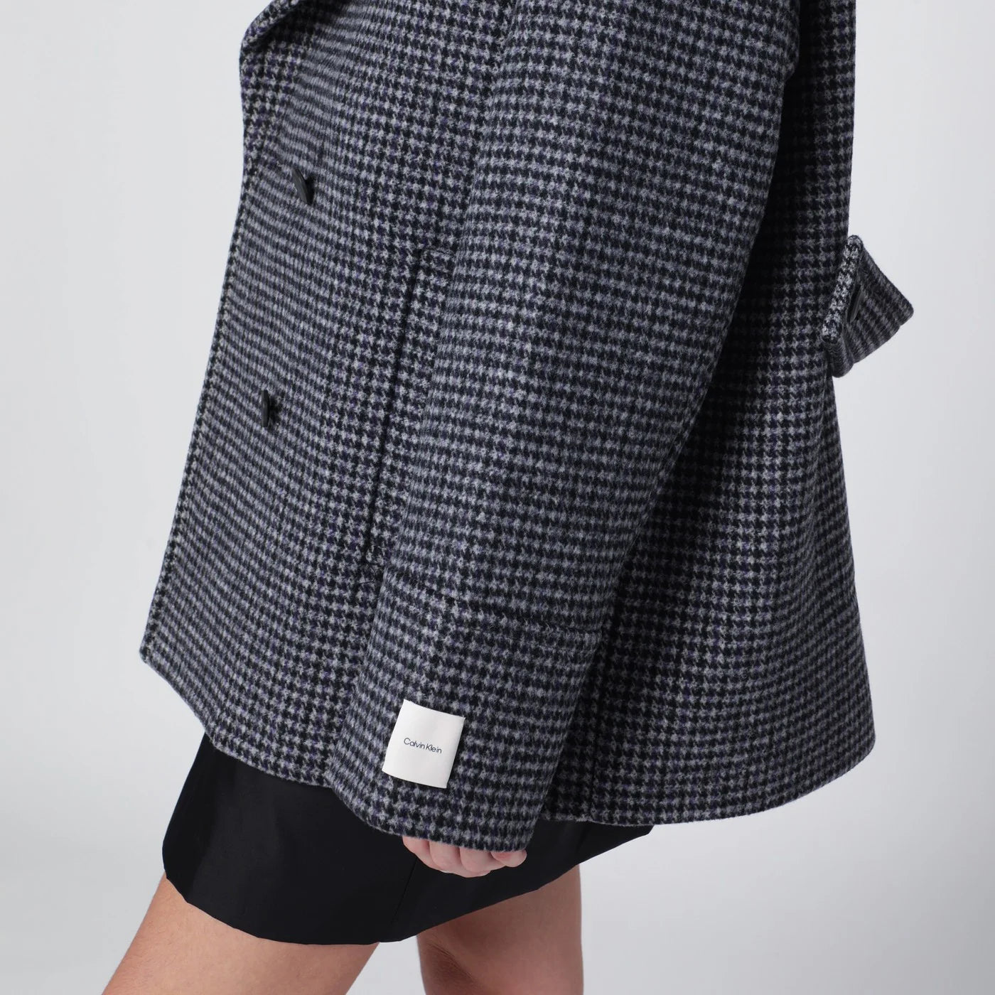Calvin Klein Grey double-breasted houndstooth coat