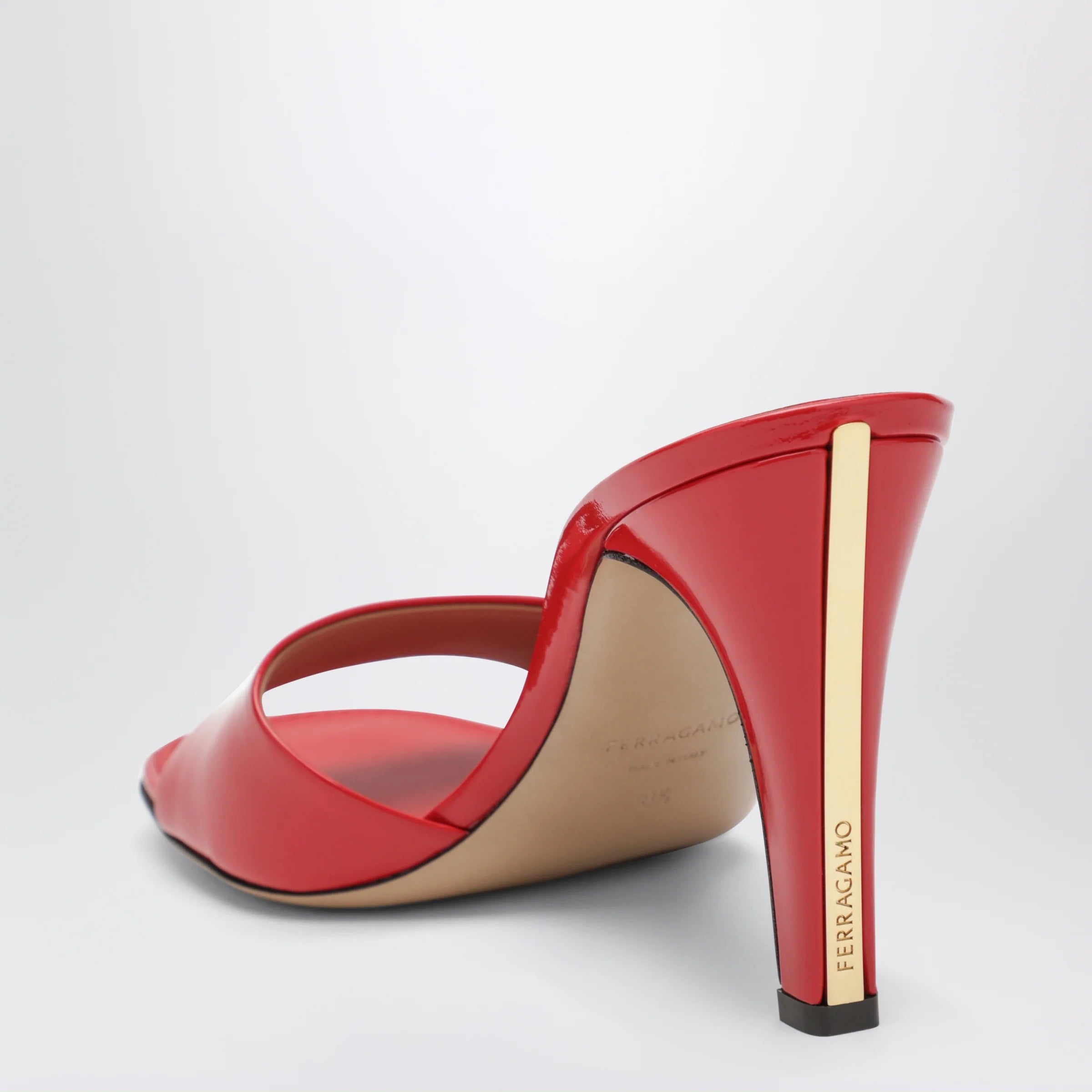 Ferragamo Fire red patent leather heeled slides