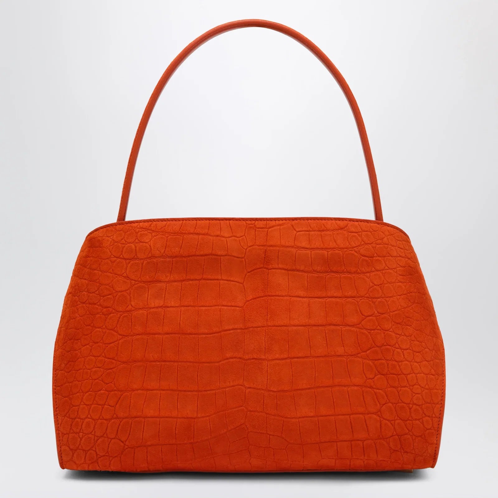 Ferragamo Orange Hug Soft M top-handle bag with crocodile effect
