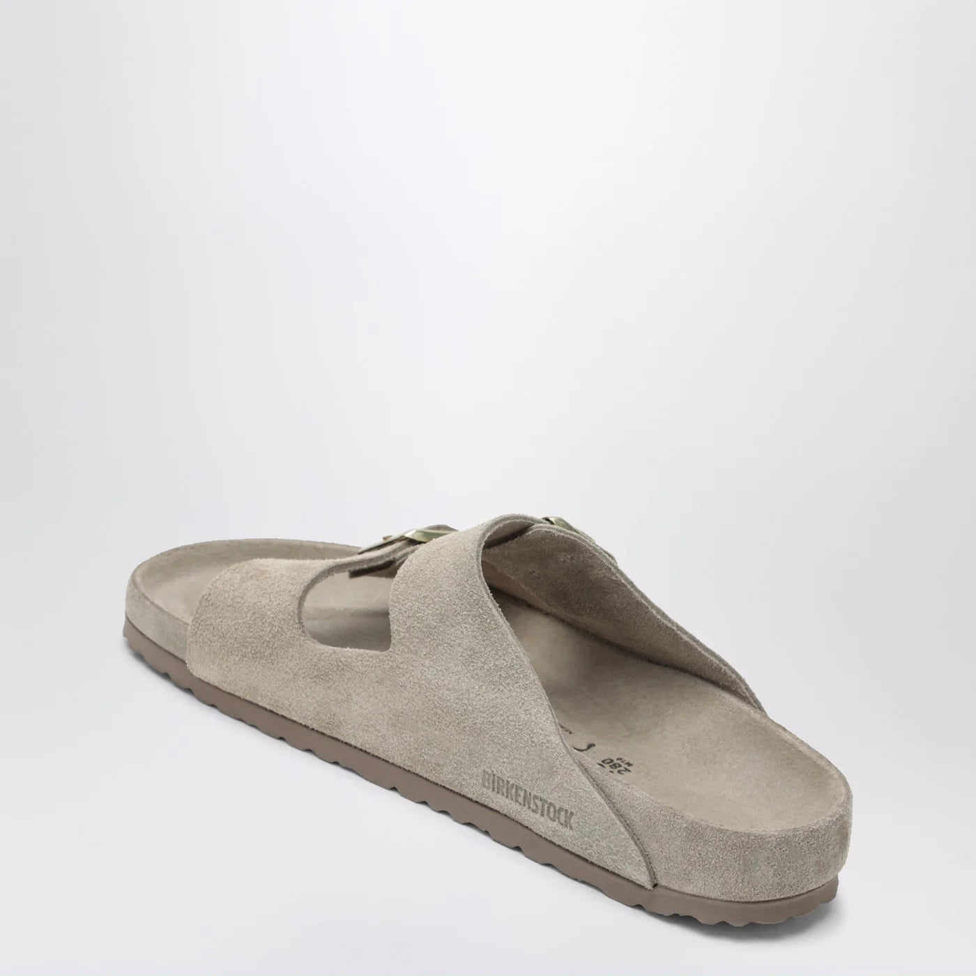 Birkenstock Arizona slide in taupe suede leather