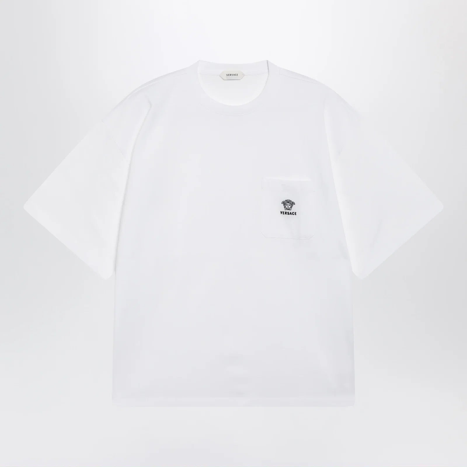 Versace White cotton jersey T-shirt with Medusa embroidery