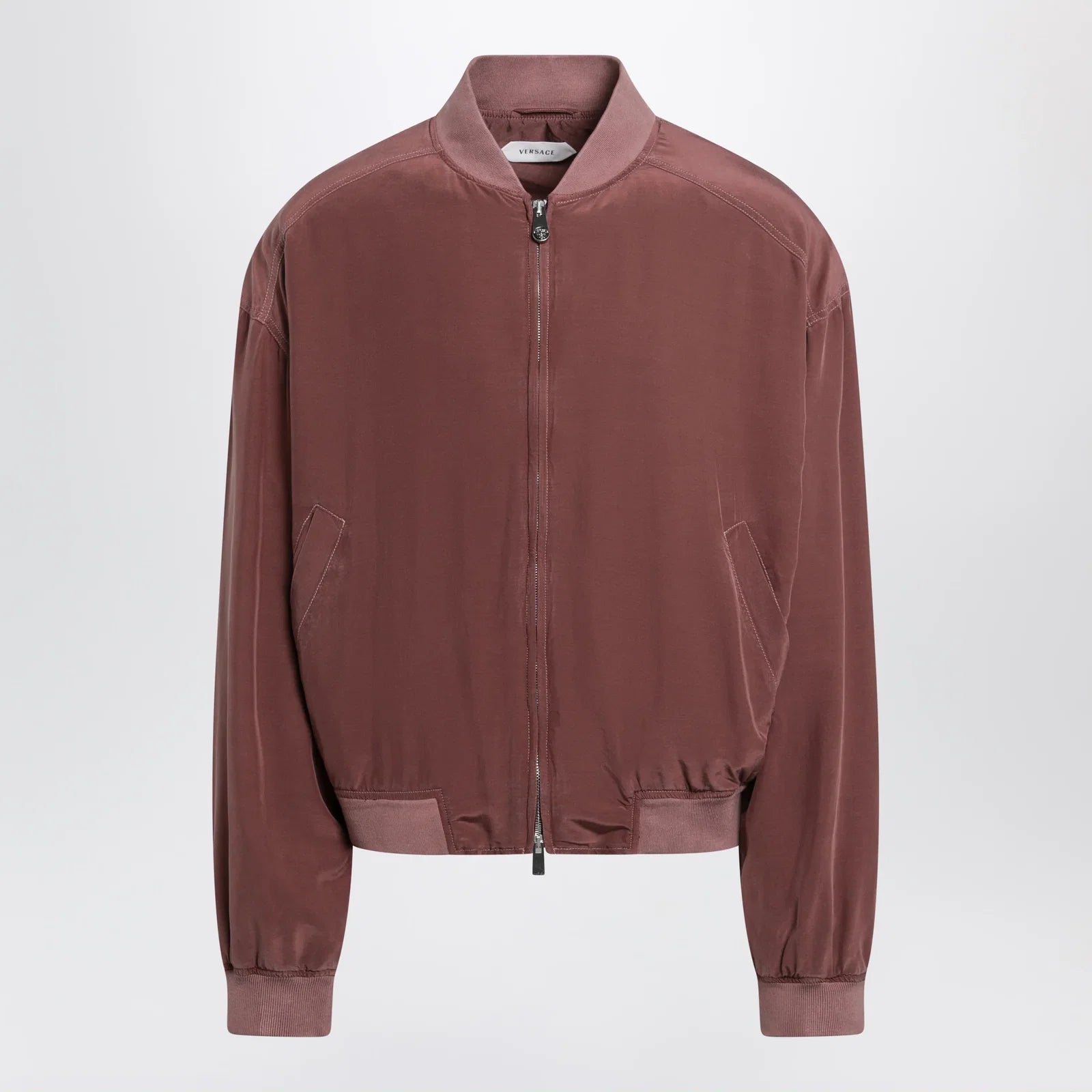 Versace Aubergine silk bomber jacket