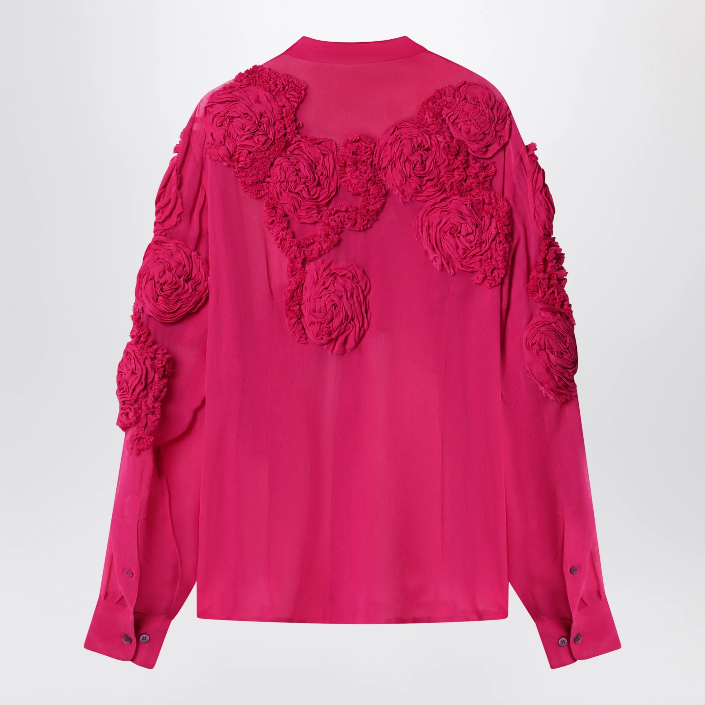 Dries Van Noten Fuchsia shirt with embossed roses
