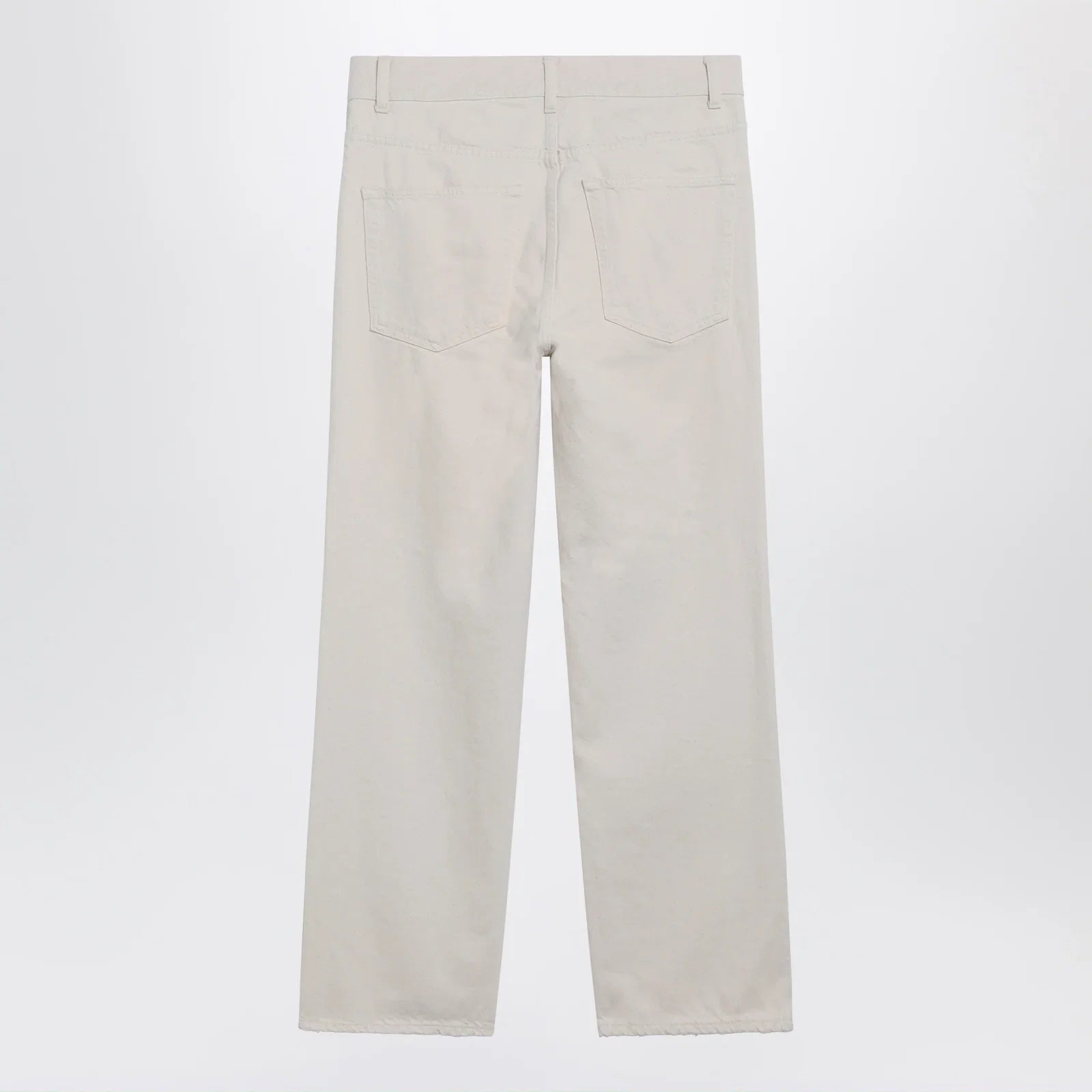 The Row Fargo jeans in lightly distressed cotton denim, ecru