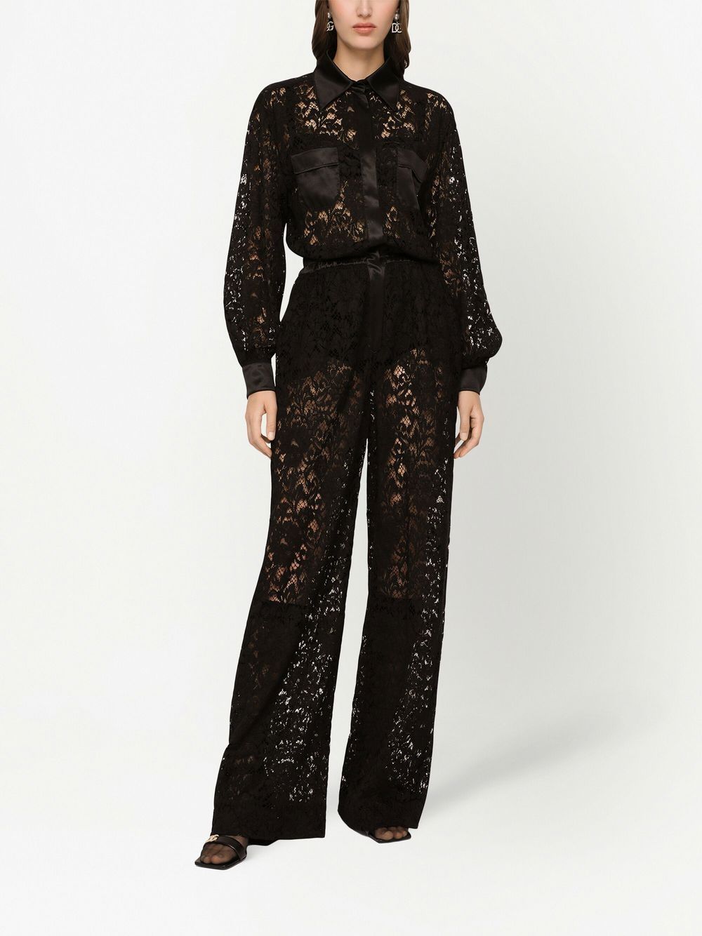 Jumpsuit me mëngë të gjata dhe detaje me dantellë Dolce & Gabbana
