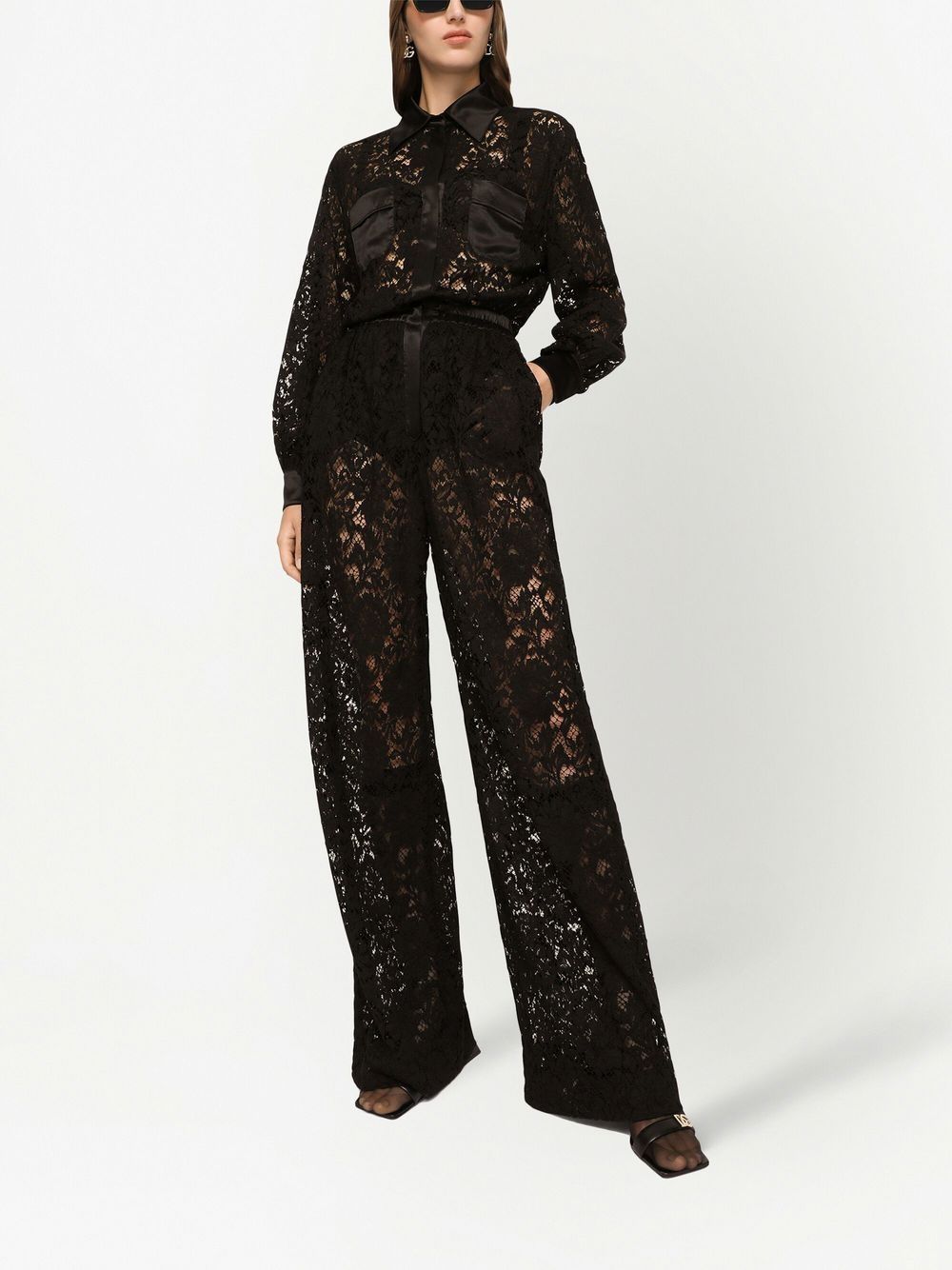 Jumpsuit me mëngë të gjata dhe detaje me dantellë Dolce & Gabbana