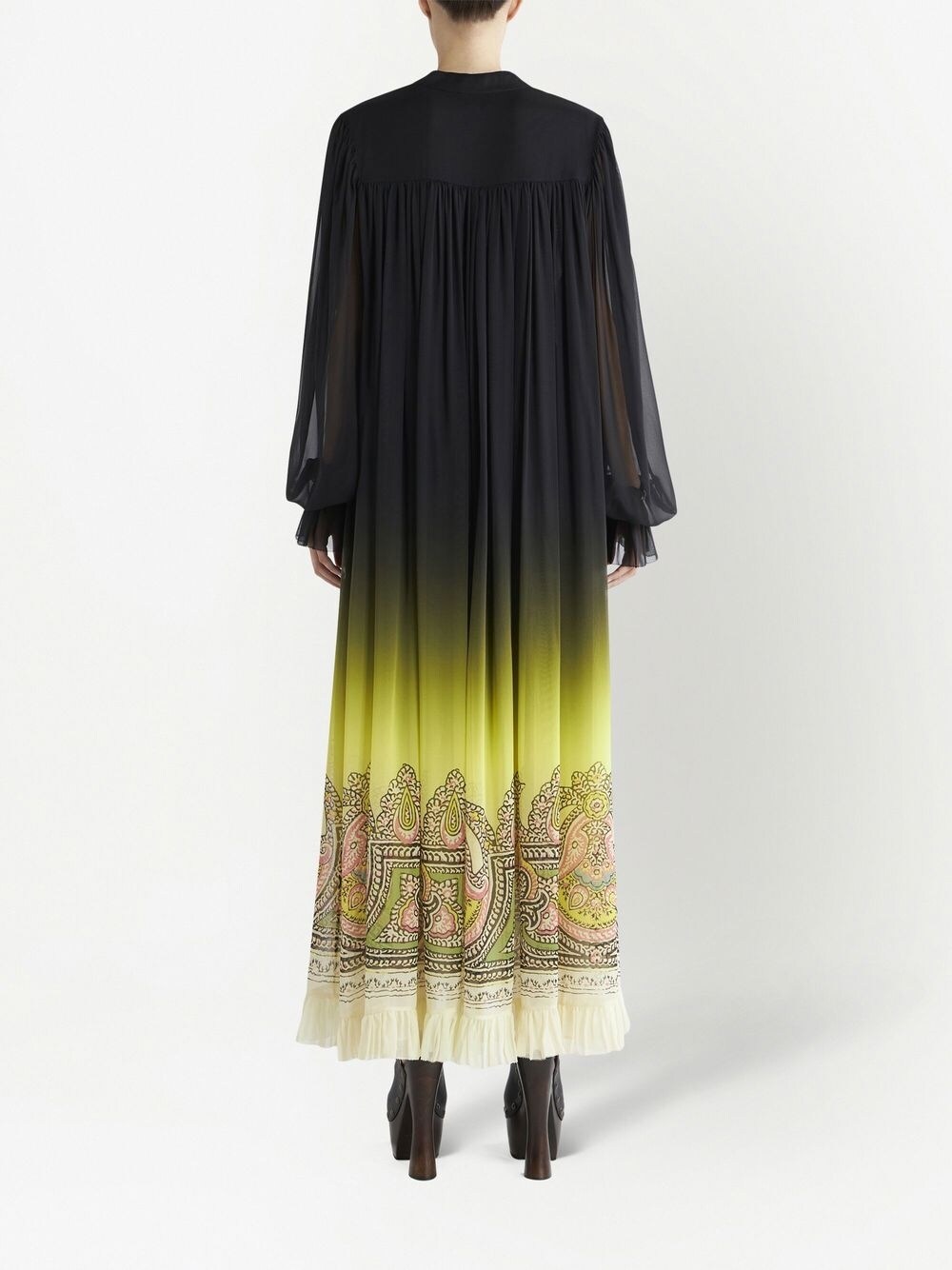Fustan mëndafshi Etro me print paisley dhe efekt gradienti