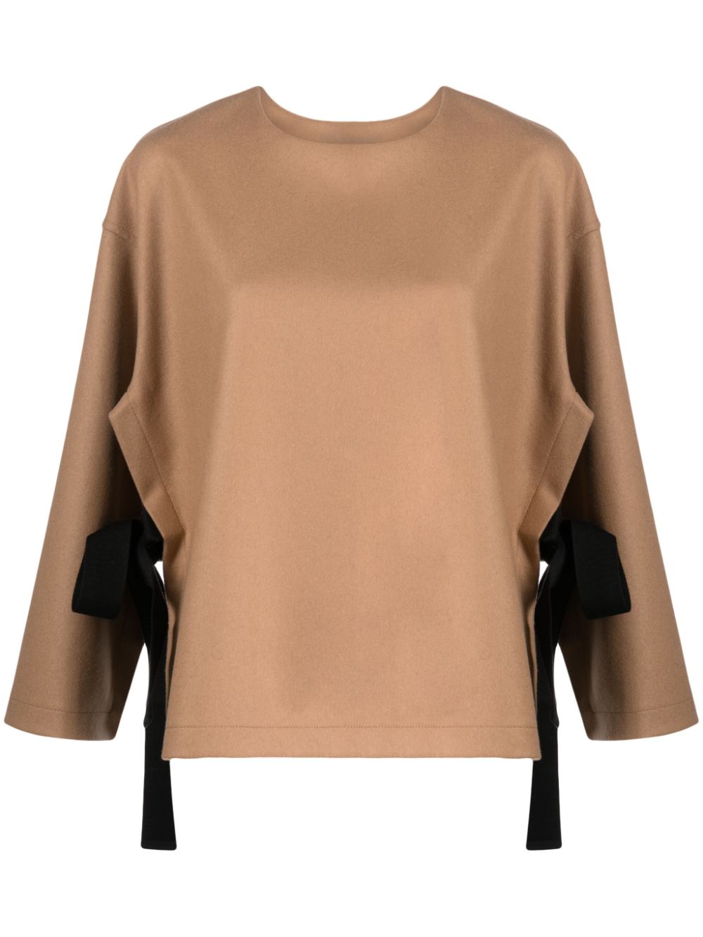 Erika Cavallini Top Semi-Couture në ngjyrë Kamel