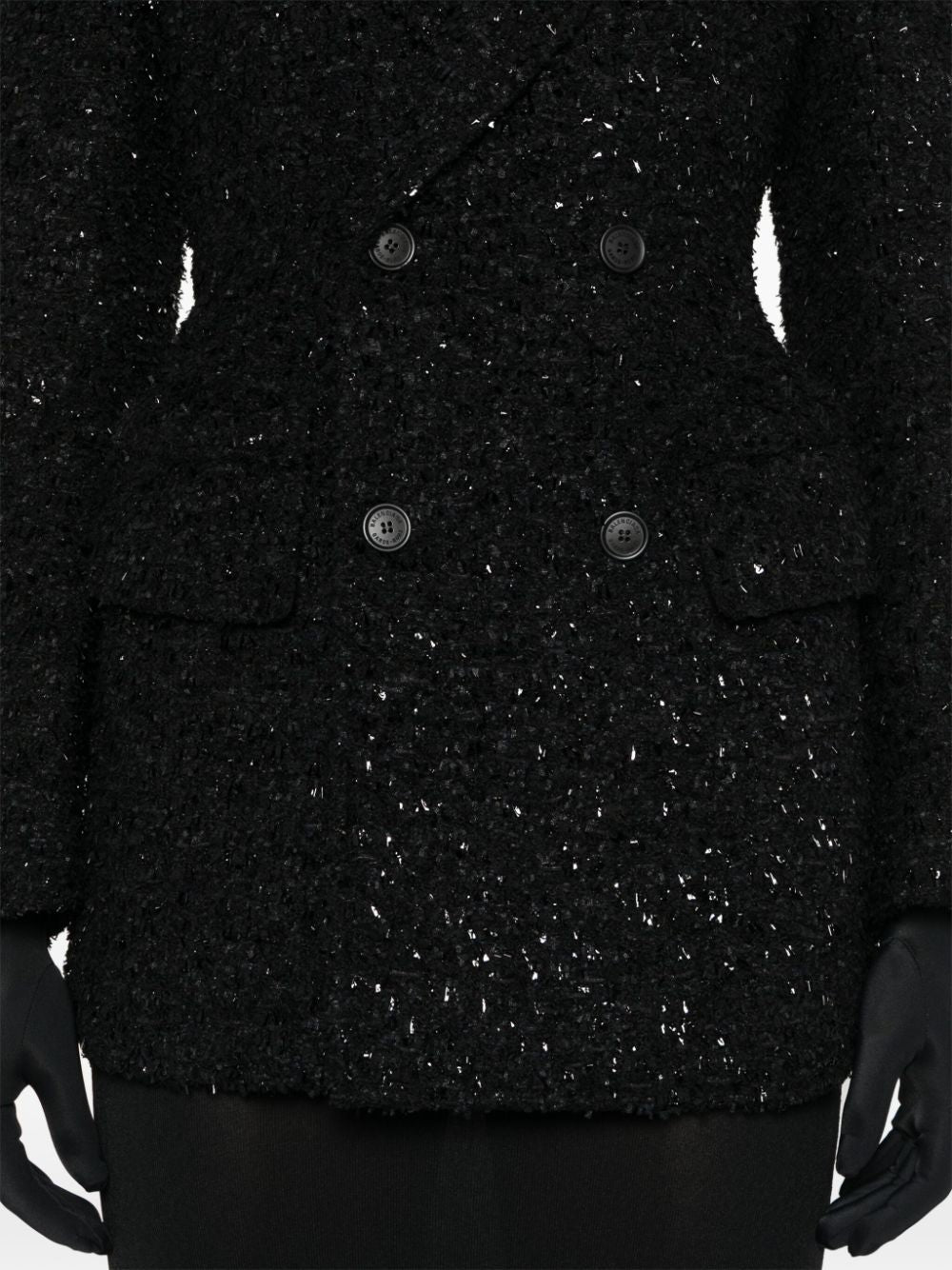 Balenciaga Hourglass xhaketë me teksturë tweed, me shpatulla të mbushura, përzierje leshi