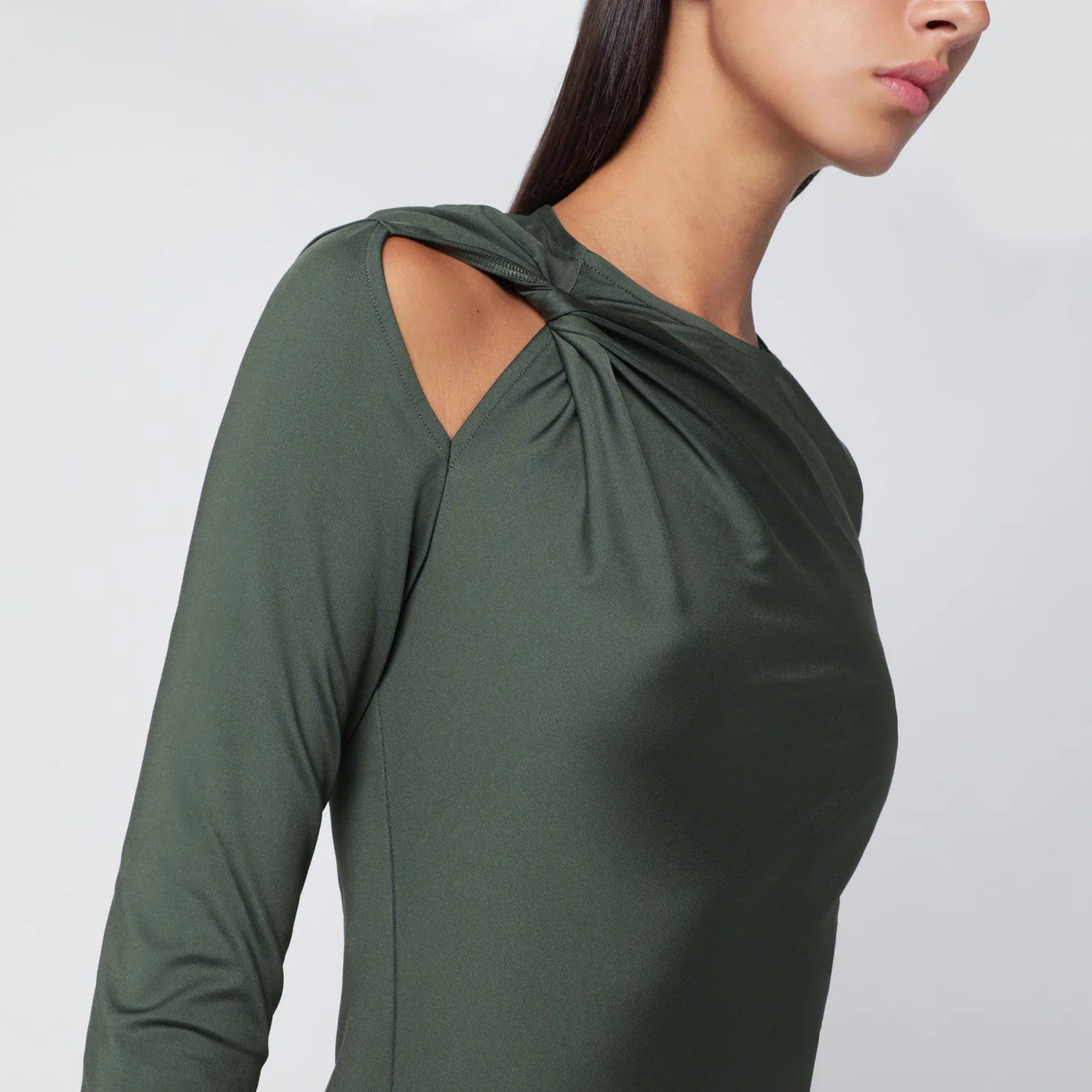 Victoria Beckham Midi dress in oregano green with interlace